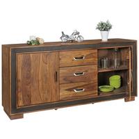 Komoda Mumbai, Pravi Les - srebrne barve/črna, Design, kovina/tekstil (160/80/44cm) - MID.YOU
