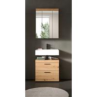 Badezimmer Scout Eiche Artisan 2-teilig - Schwarz/Eiche Artisan, Trend, Glas/Holzwerkstoff (60cm) - MID.YOU
