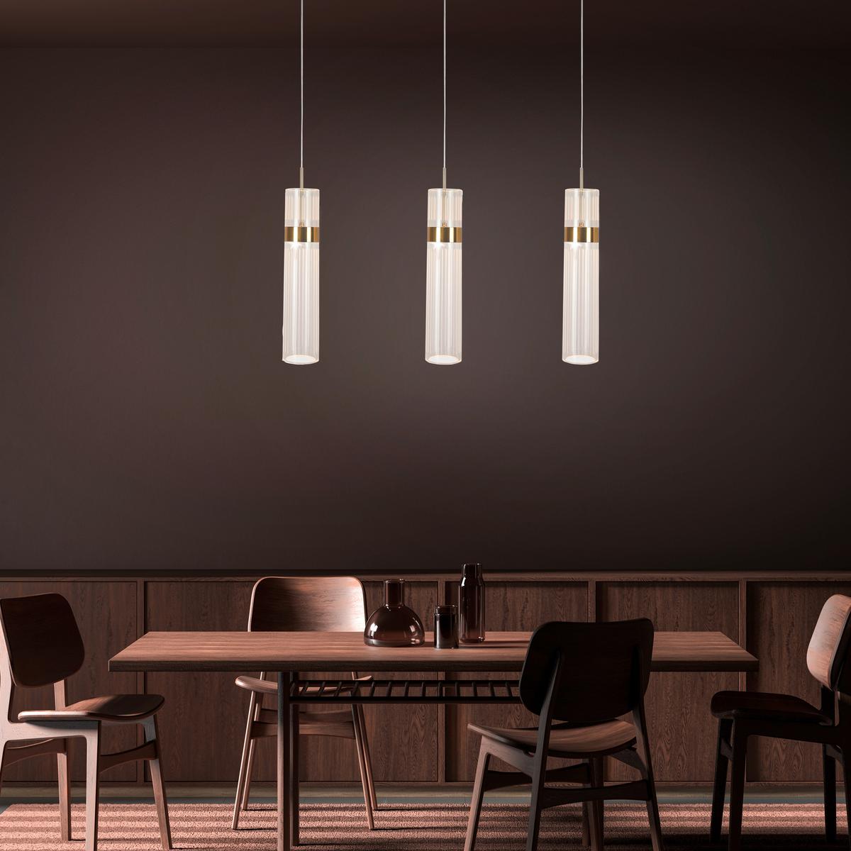 Led-hängeleuchte Lp-1510/3l Gd Ambiente 3 Gold - Goldfarben, Konventionell, Kunststoff (120/60/6cm)