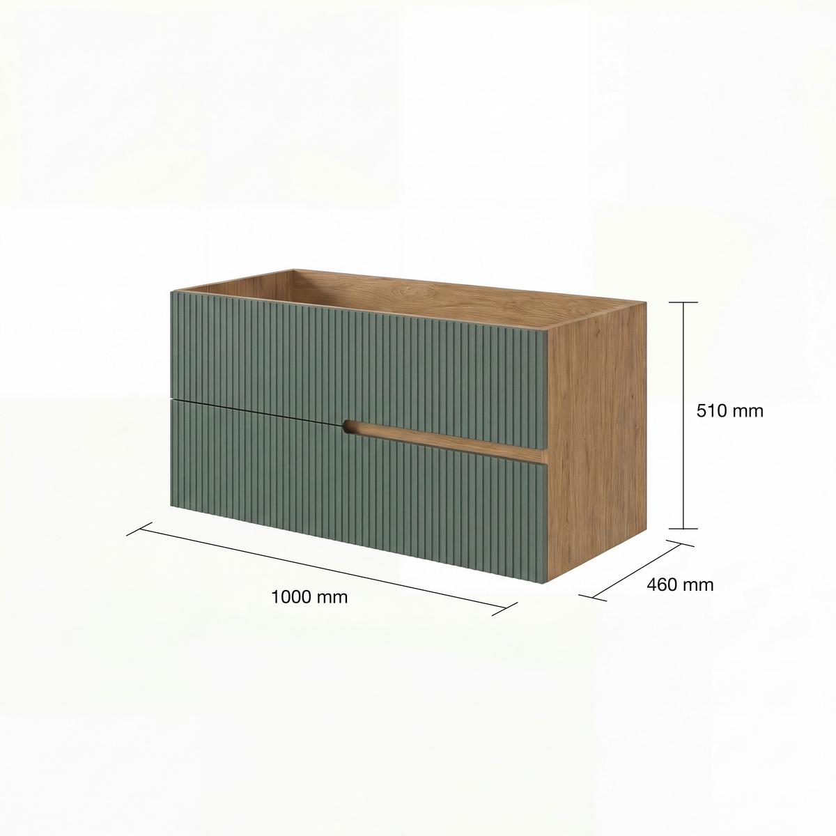 Bază pentru lavoar Eva - verde salvie/stejar sălbatic, Modern, material pe bază de lemn (100/51/46cm)