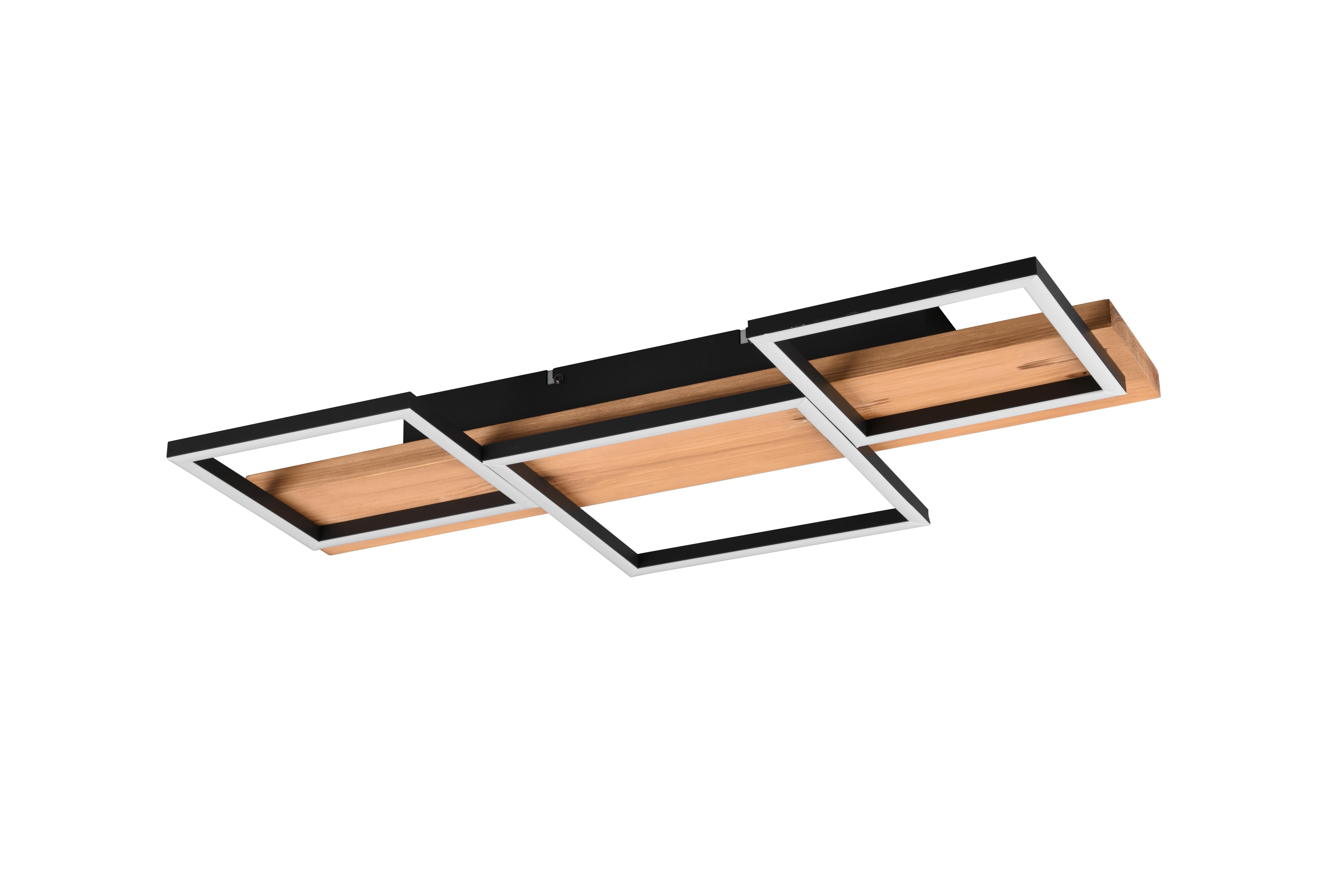 LED-Deckenleuchte Harper Braun/Schwarz max. 30 Watt - Schwarz/Braun, Basics, Holz/Metall (65/7,5/34,5cm) - Trio Leuchten