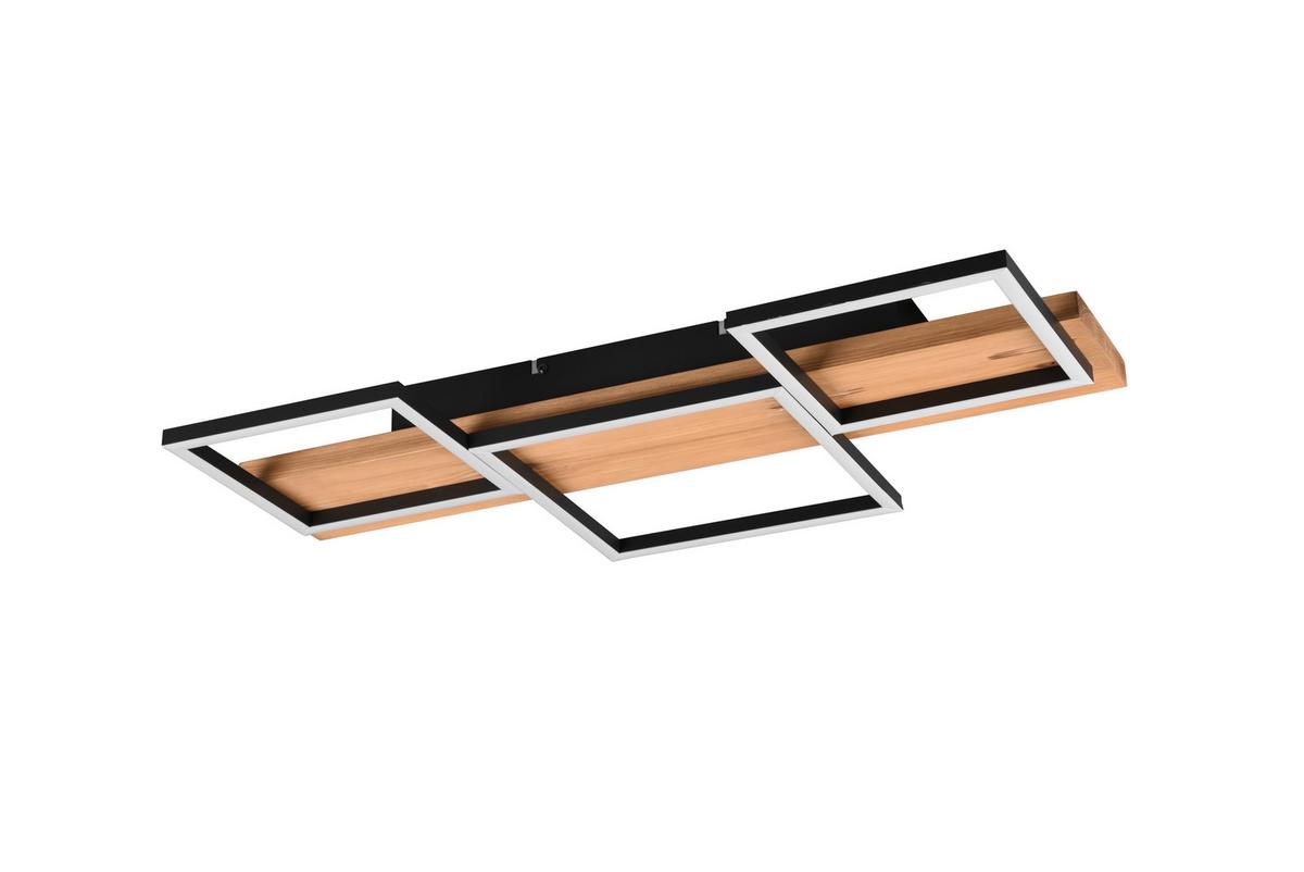 LED-Deckenleuchte Harper Braun/Schwarz max. 30 Watt - Schwarz/Braun, Basics, Holz/Metall (65/7,5/34,5cm) - Trio Leuchten