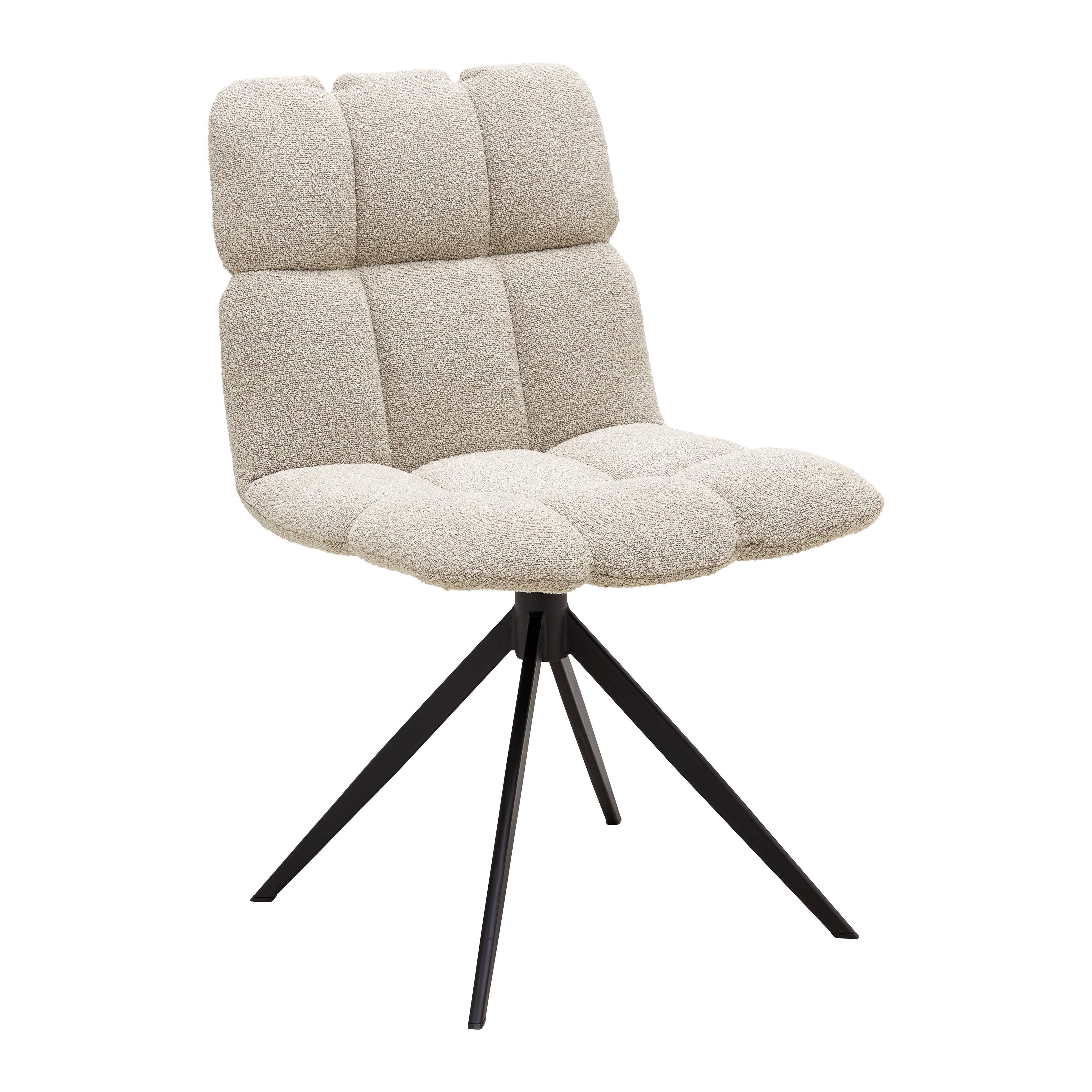 Stuhl Malu Beige Boucle drehbar Gepolstert - Beige/Schwarz, MODERN, Textil/Metall (53/68/83cm) - Bessagi Home