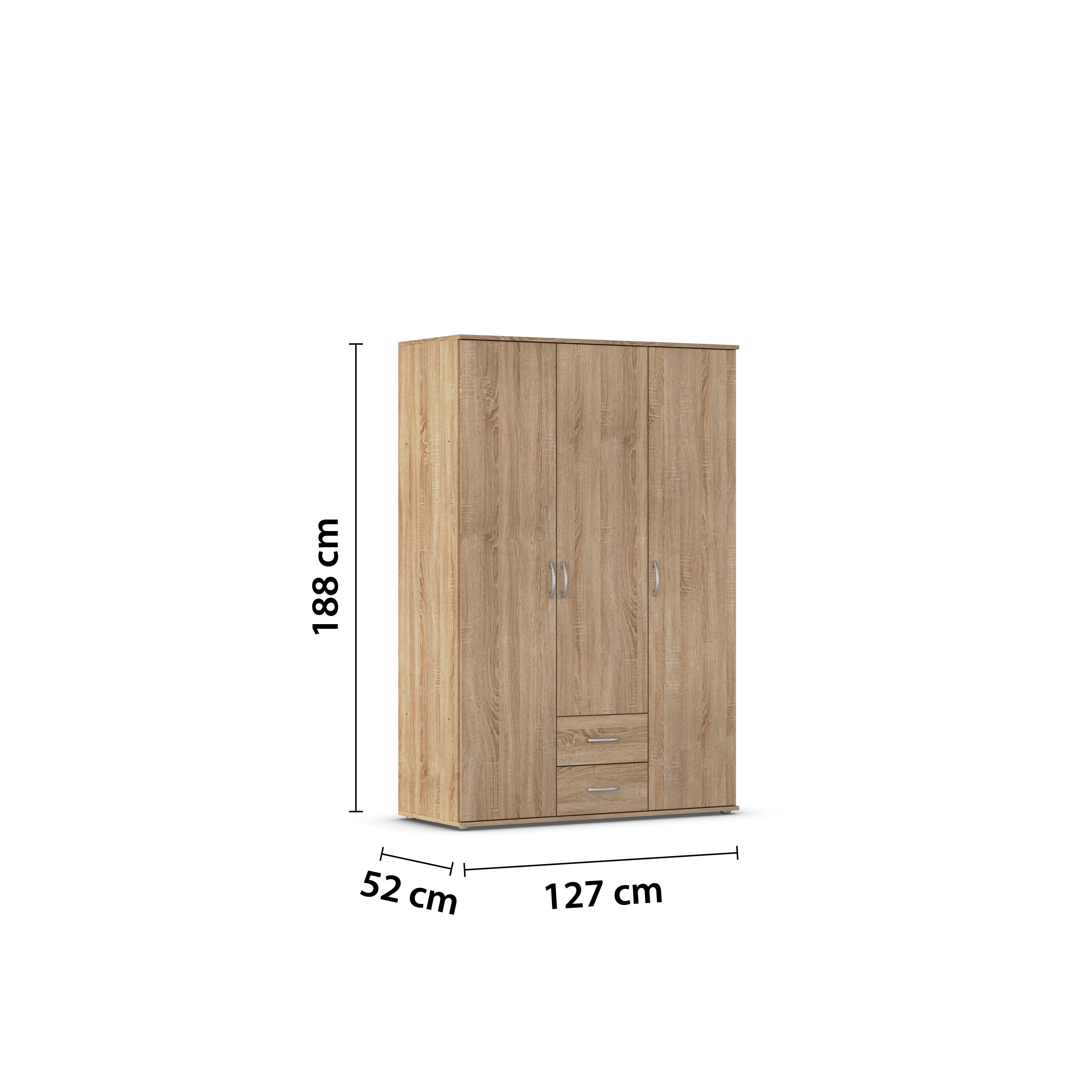 DULAP PAUL - culoare lemn stejar, Konventionell, material pe bază de lemn (127/188/52cm)