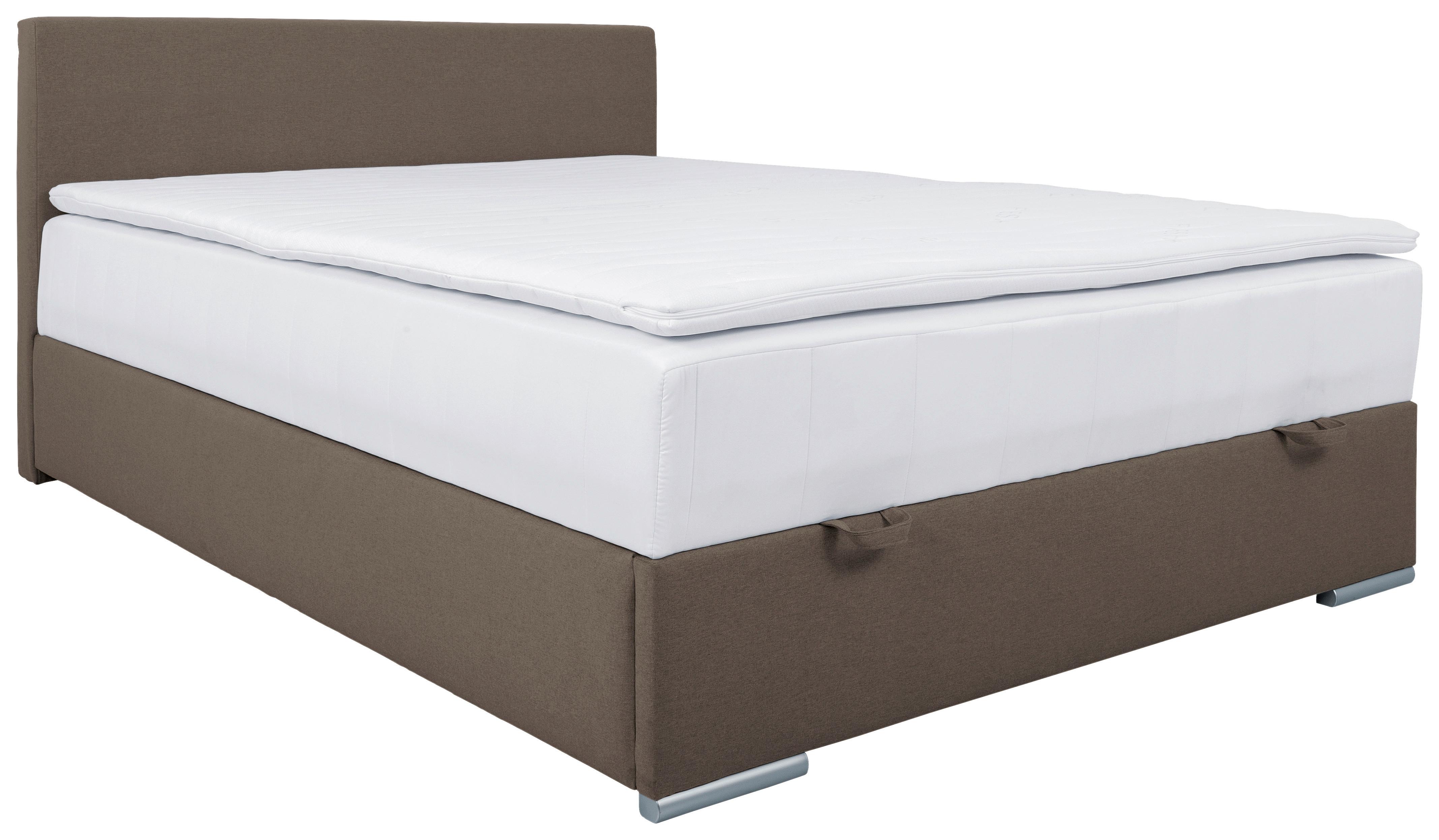 Pat Tapițat Cosi - nămol/nisipiu, Konventionell, lemn/metal (140/200cm)