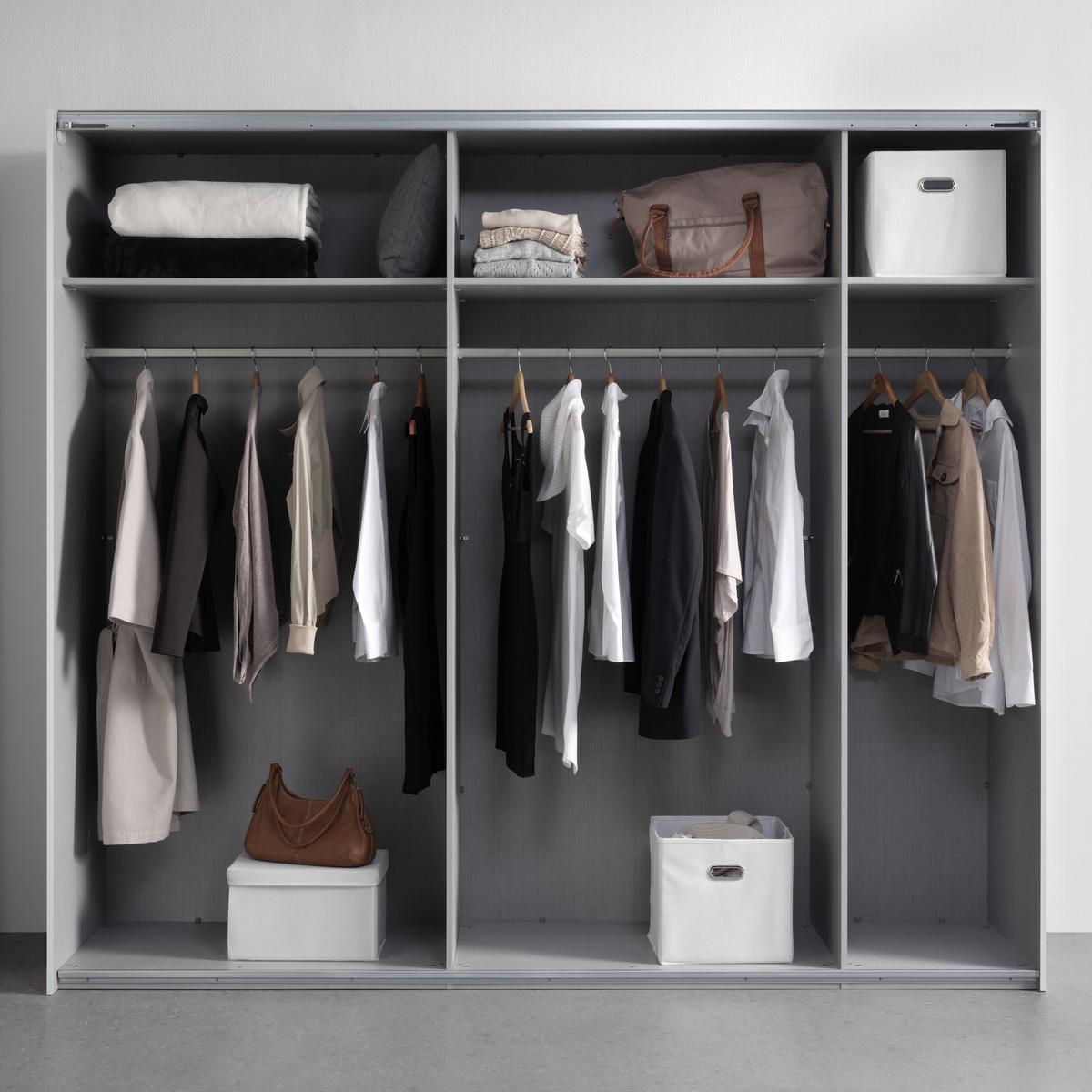 Omara Z Drsnimi Vrati Leo - črna/bela, Konvencionalno, kovina/steklo (250/216/65cm) - Premium Living