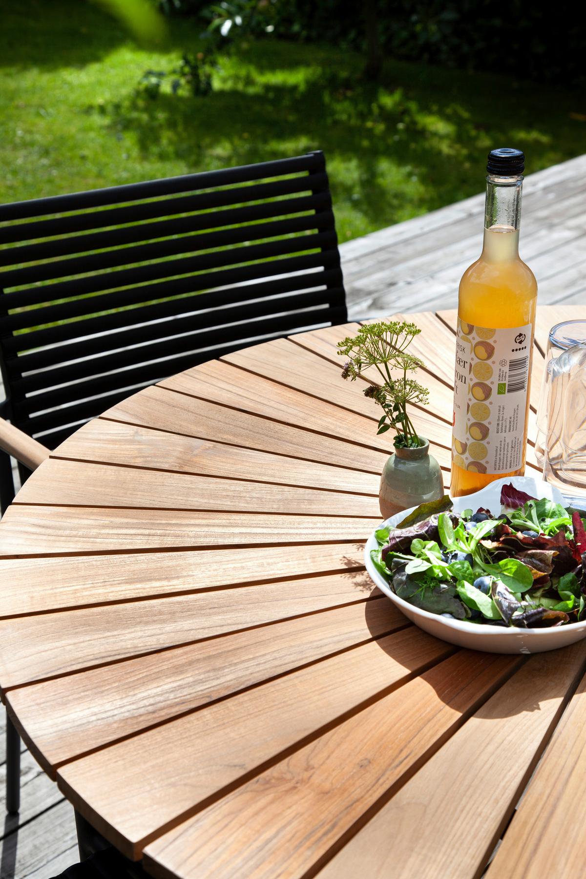 Gartentisch Ellen Holz Teakfarben rostfrei - Anthrazit/Teakfarben, KONVENTIONELL, Holz/Metall (110/110/74cm) - Gardenson