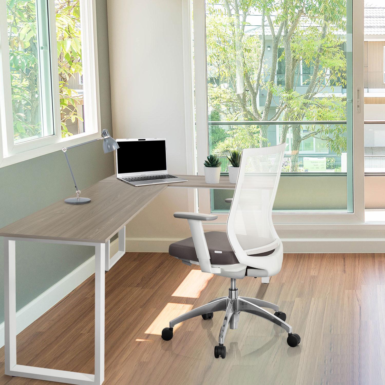 Kotna Pisalna Miza Workspace Basic I, Siva, Bela - siva/bela, Basics, kovina/leseni material (165/120/75cm) - MID.YOU