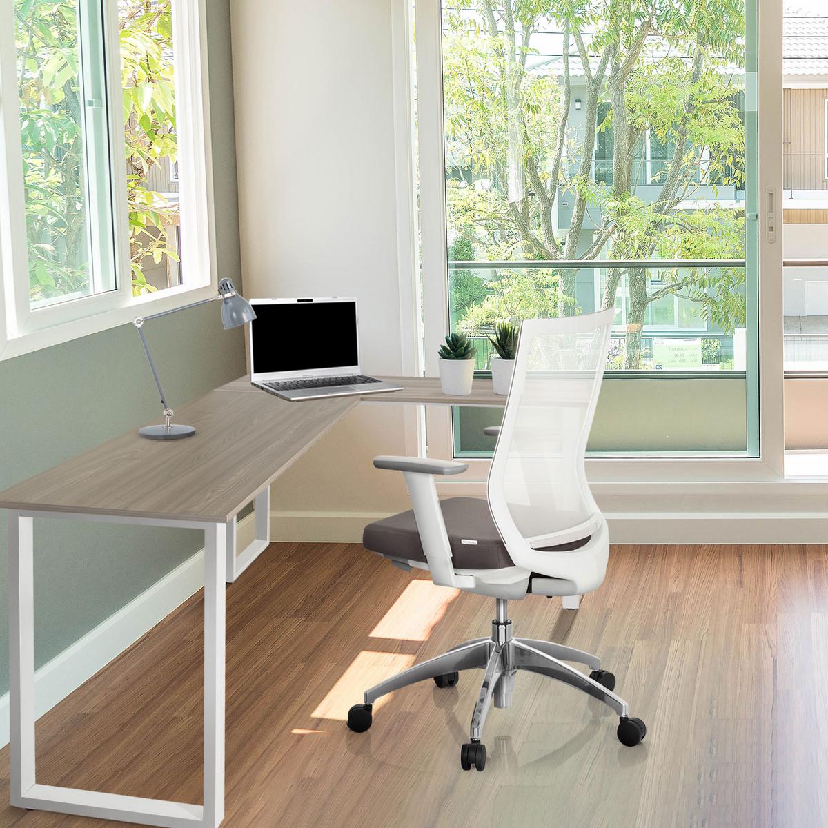 Kotna Pisalna Miza Workspace Basic I, Siva, Bela - siva/bela, Basics, kovina/leseni material (165/120/75cm) - MID.YOU