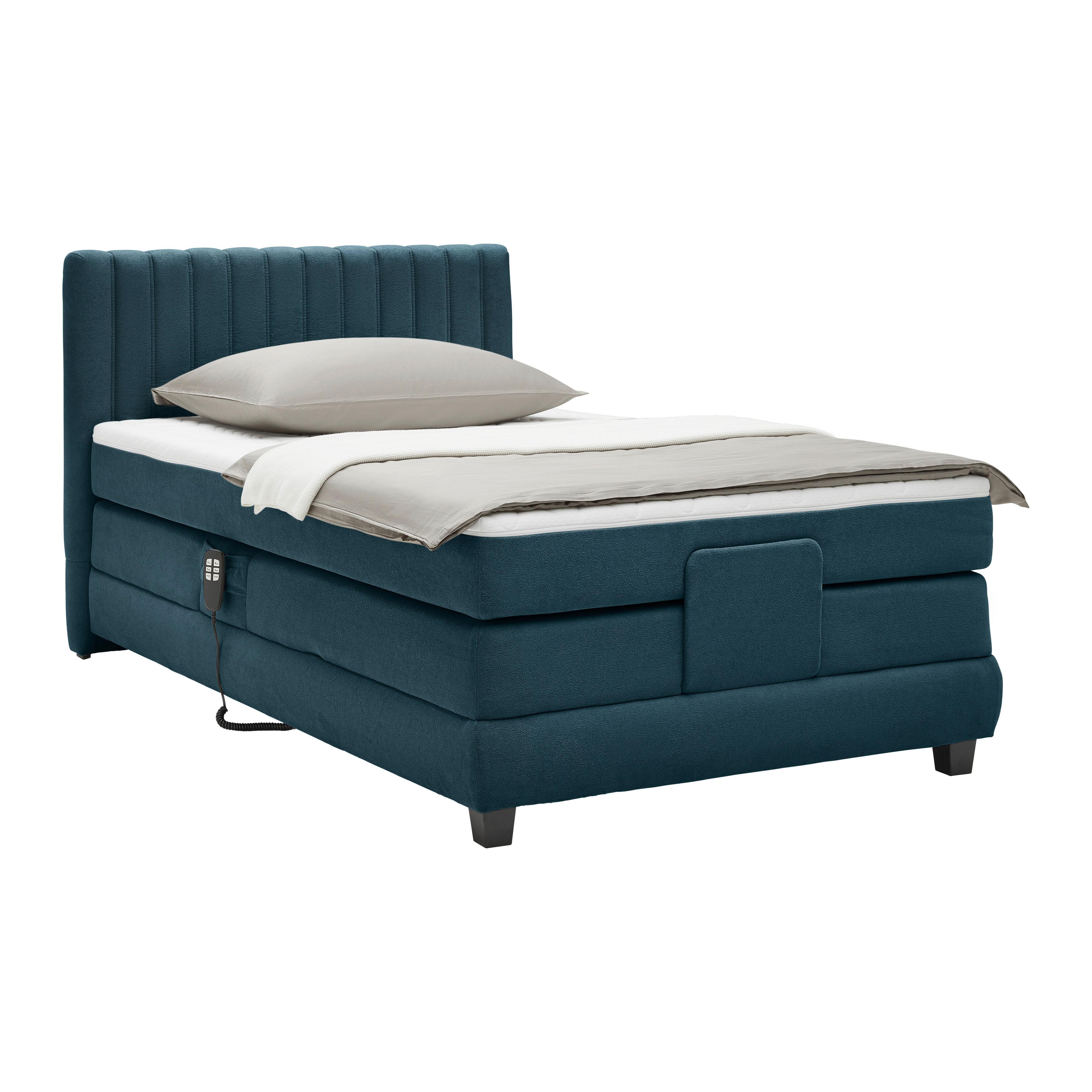 Boxspringbett Dixon Petrol ca. 100x200cm - Petrol/Schwarz, Konventionell, Holz/Holzwerkstoff (100/200cm) - Premium Living