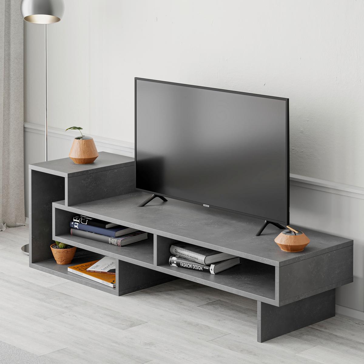 PHONOTISCH TETRA TV STAND - Dunkelgrau, Design, Holzwerkstoff (42/136.5/40cm) - Livetastic