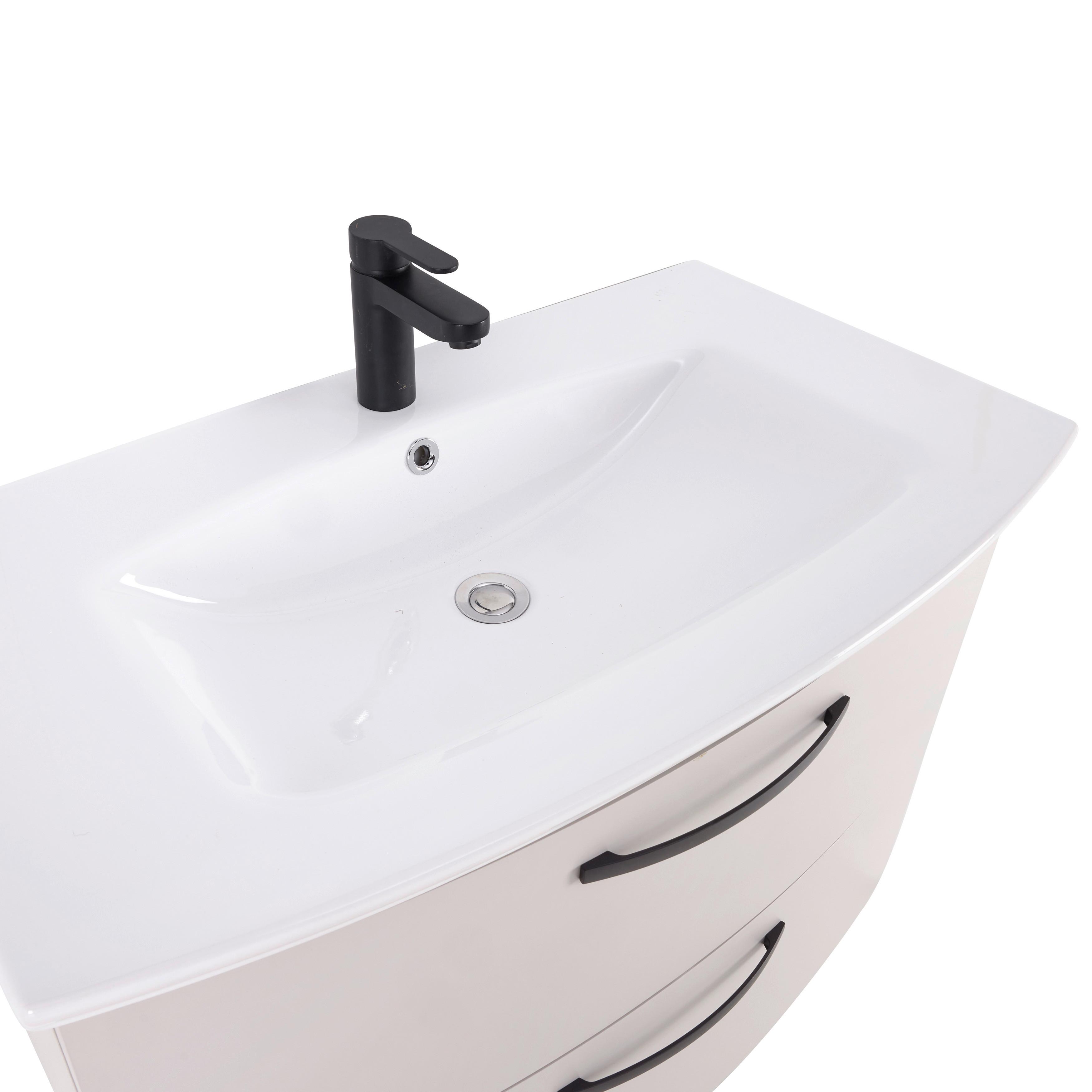 TVÄTTSTÄLL MED KOMMOD FLORENZ -EXKLUSIV- - vit/svart, Modern, metall/trämaterial (90/60/45cm) - Mömax