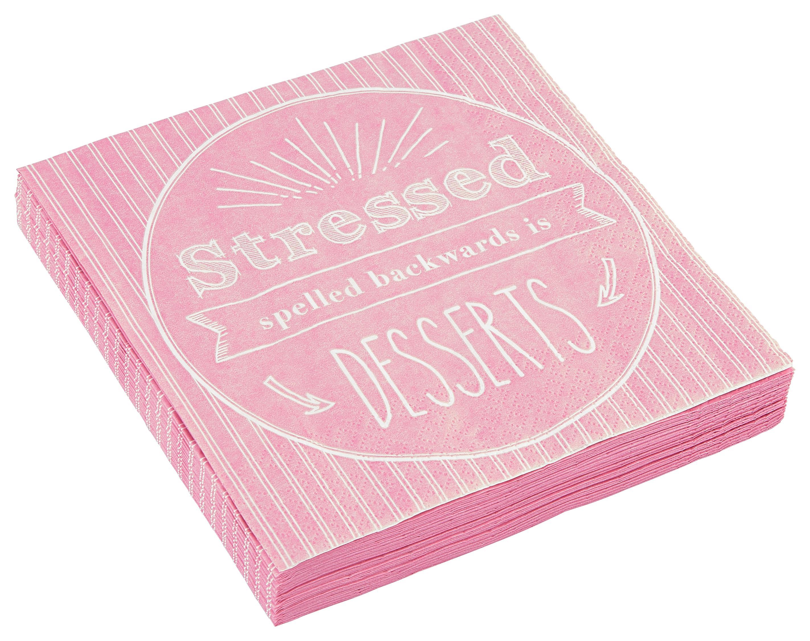 Serviette Dessert Rosa/Weiß - Rosa/Weiß, MODERN, Papier (33/33cm)