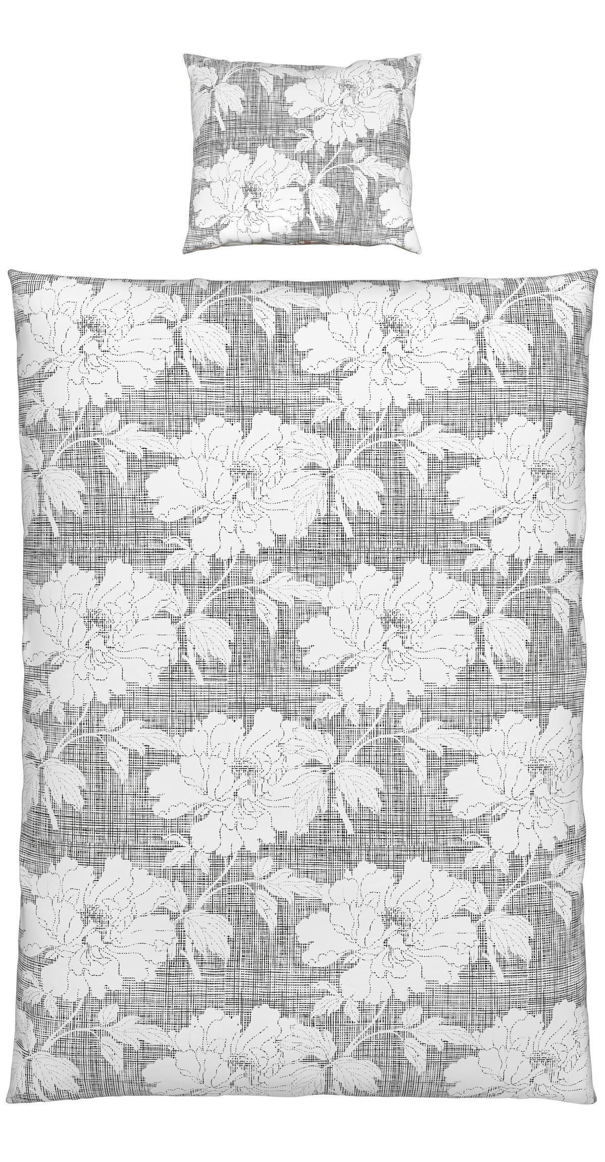 BETTWÄSCHESET GUNDI - Weiss/Schwarz, Romantik / Landhaus, Textil (160/210cm) - Mömax