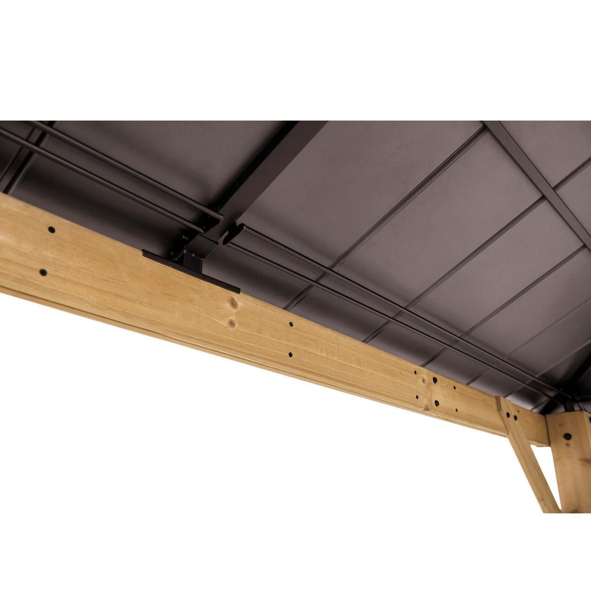 Pavillon Gazebo Pirin Dunkelbraun Echtholz - Dunkelbraun, Basics, Kunststoff/Metall (336/287/336cm)