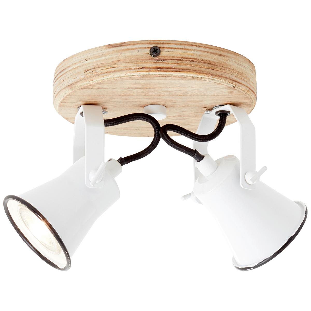 Deckenleuchte Seed in Weiß max. 5 Watt - Weiß, Natur, Holz/Metall (16/13/23cm) - Brilliant