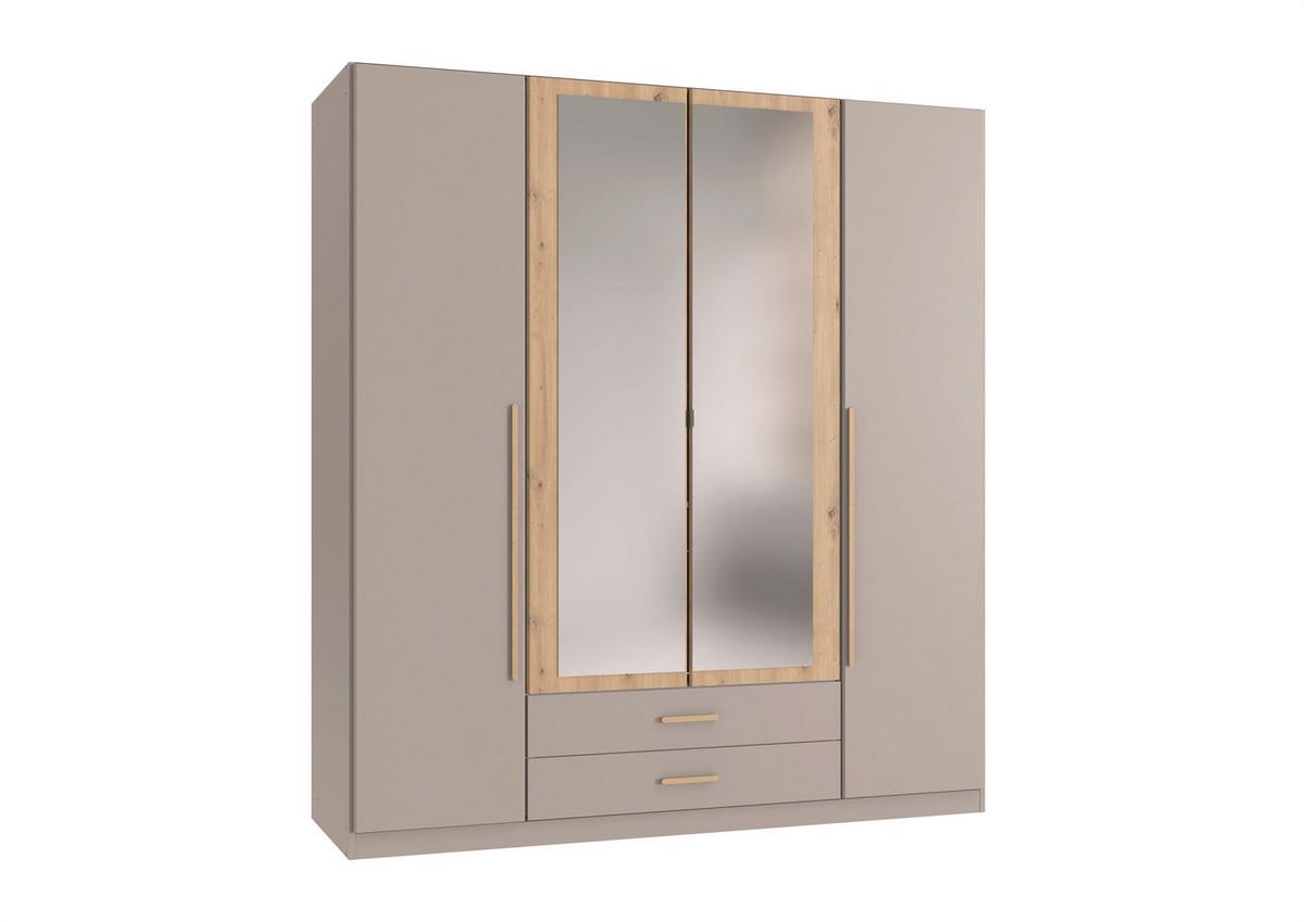 Drehtürenschrank Marburg Eiche Artisan/Grau/Sahara - Eiche Artisan/Grau, KONVENTIONELL, Glas/Holzwerkstoff (180/199/58cm) - Mömax