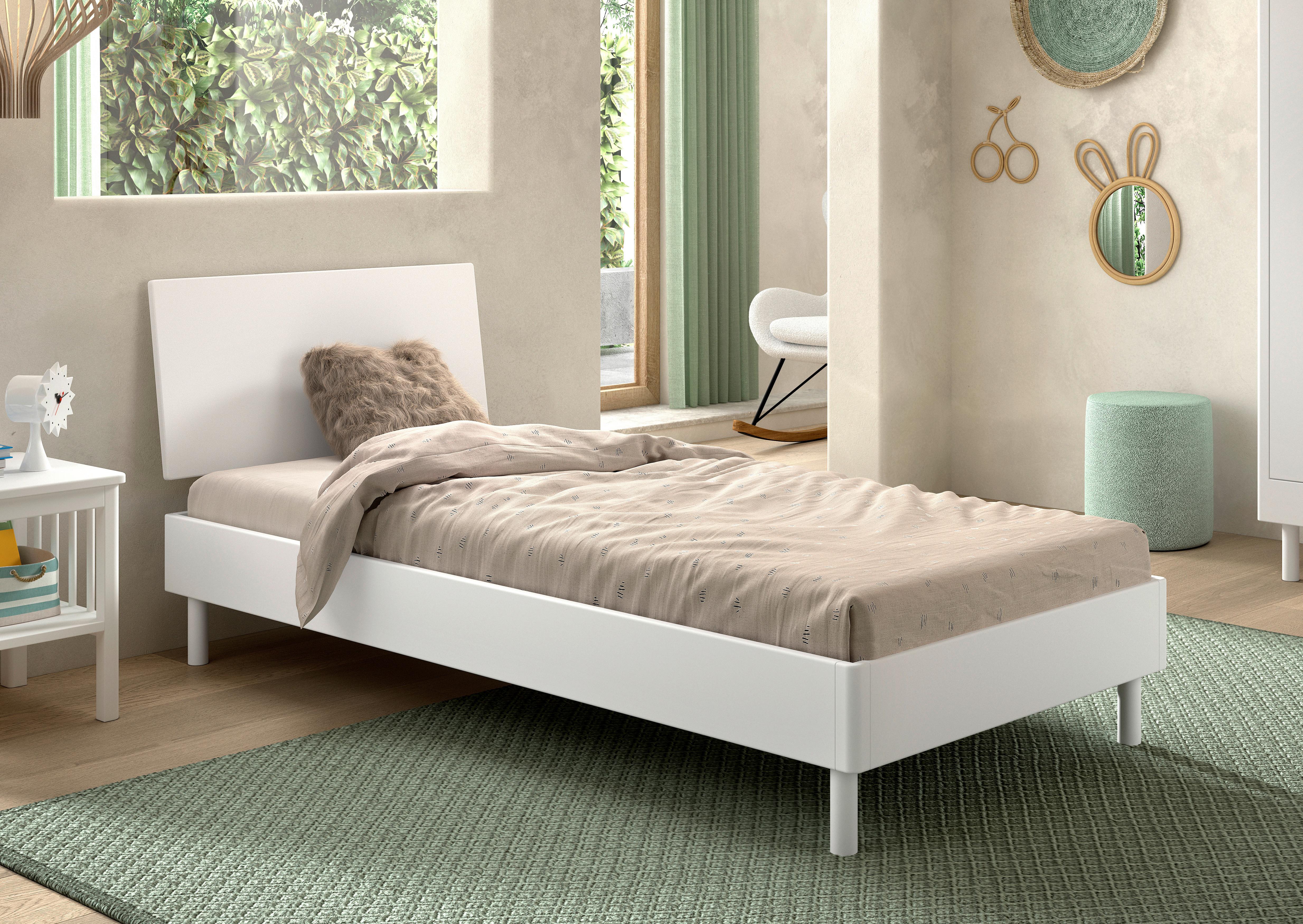 Bett FORREST Weiß ca. 90x200 cm Echtholz Buche - Naturfarben/Weiß, MODERN, Holz (90/200cm) - Vipack