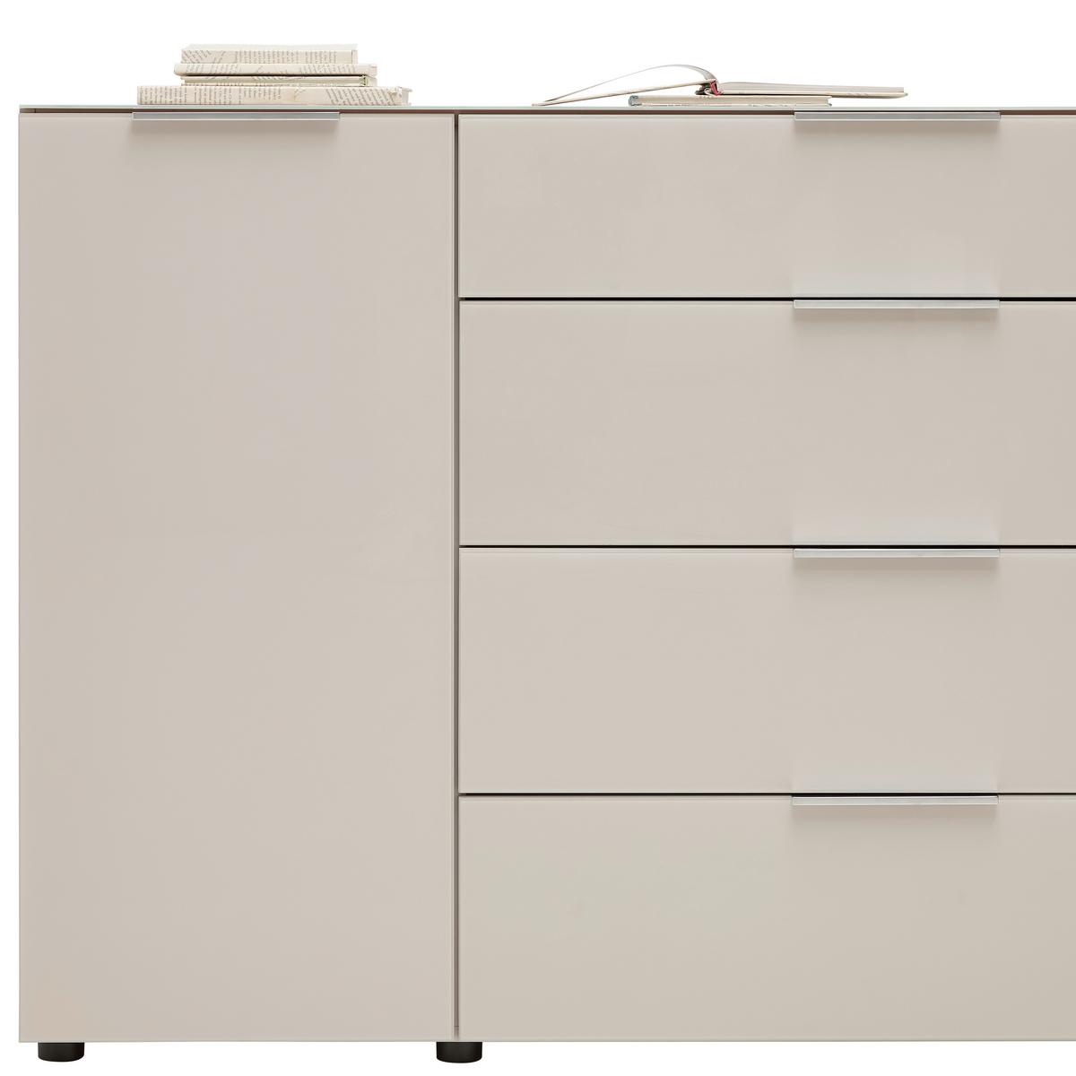Sideboard Siena Kaschmirfarben - couleur chromée/noir, Modern, métal/verre (180/99/40cm) - Mömax