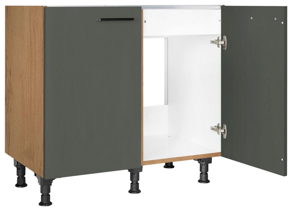 Spülenunterschrank Easytouch Grün - Eichefarben/Schwarz, MODERN, Holzwerkstoff/Metall (90/87/56cm) - Nobilia