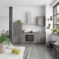 Küchenblock Riva Low m. Geräten Schieferfarben - Schieferfarben/Edelstahlfarben, MODERN, Holzwerkstoff/Metall (240cm) - Nobilia
