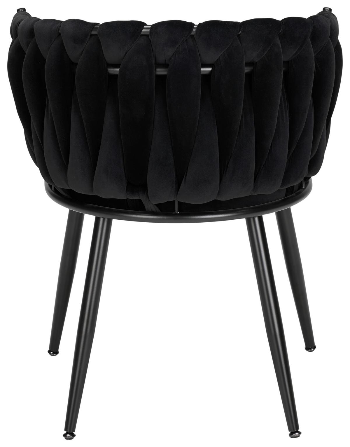 KRZESŁO Z PODŁOKIETNIKAMI WEAVY -TREND- - czarny, Modern, metal/drewno (64/78/55cm) - Premium Living