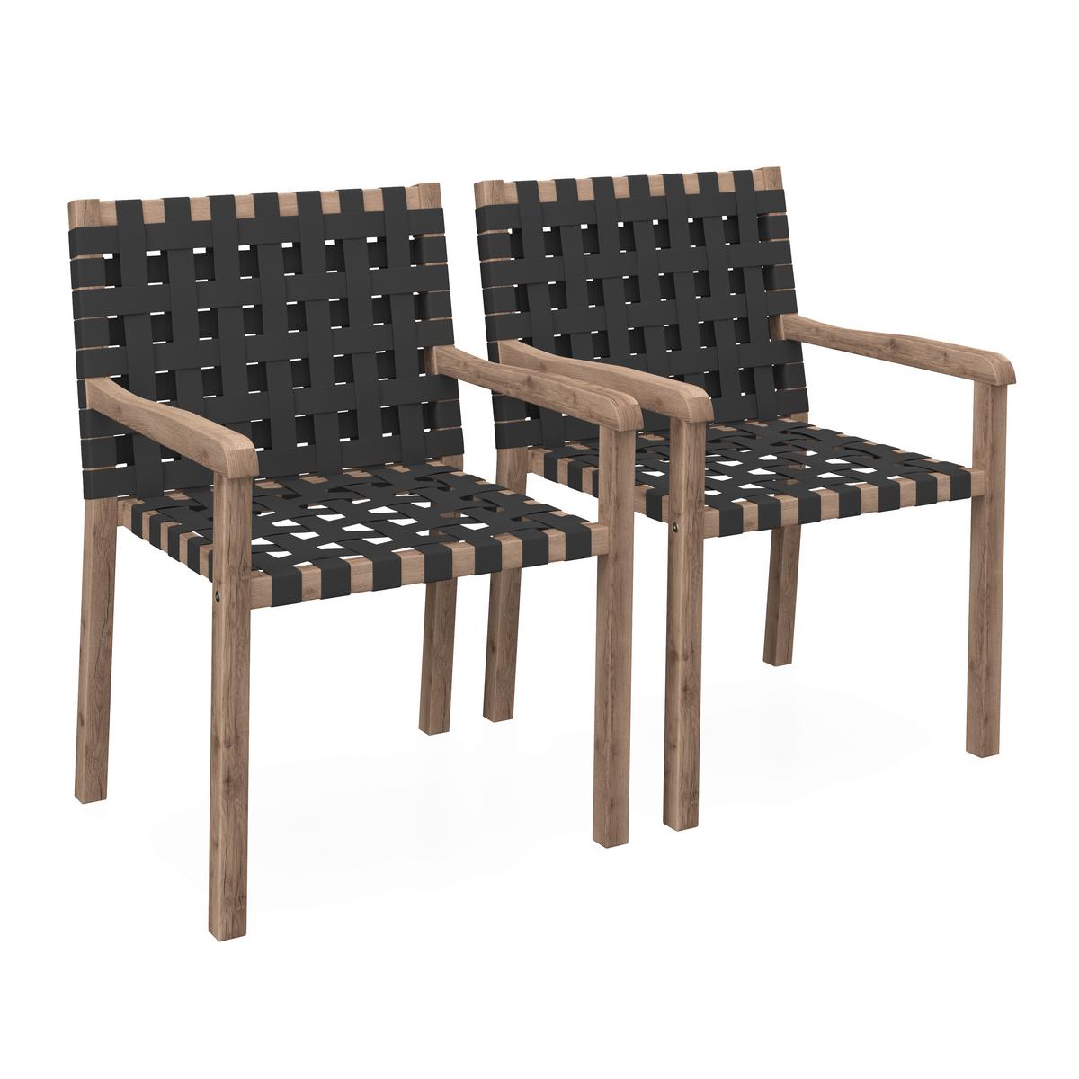 Gartensessel-Set 2-er Set Lauria Schwarz Holz/Textil - Schwarz/Akaziefarben, MODERN, Holz/Textil (61/84/59cm) - Bessagi Garden