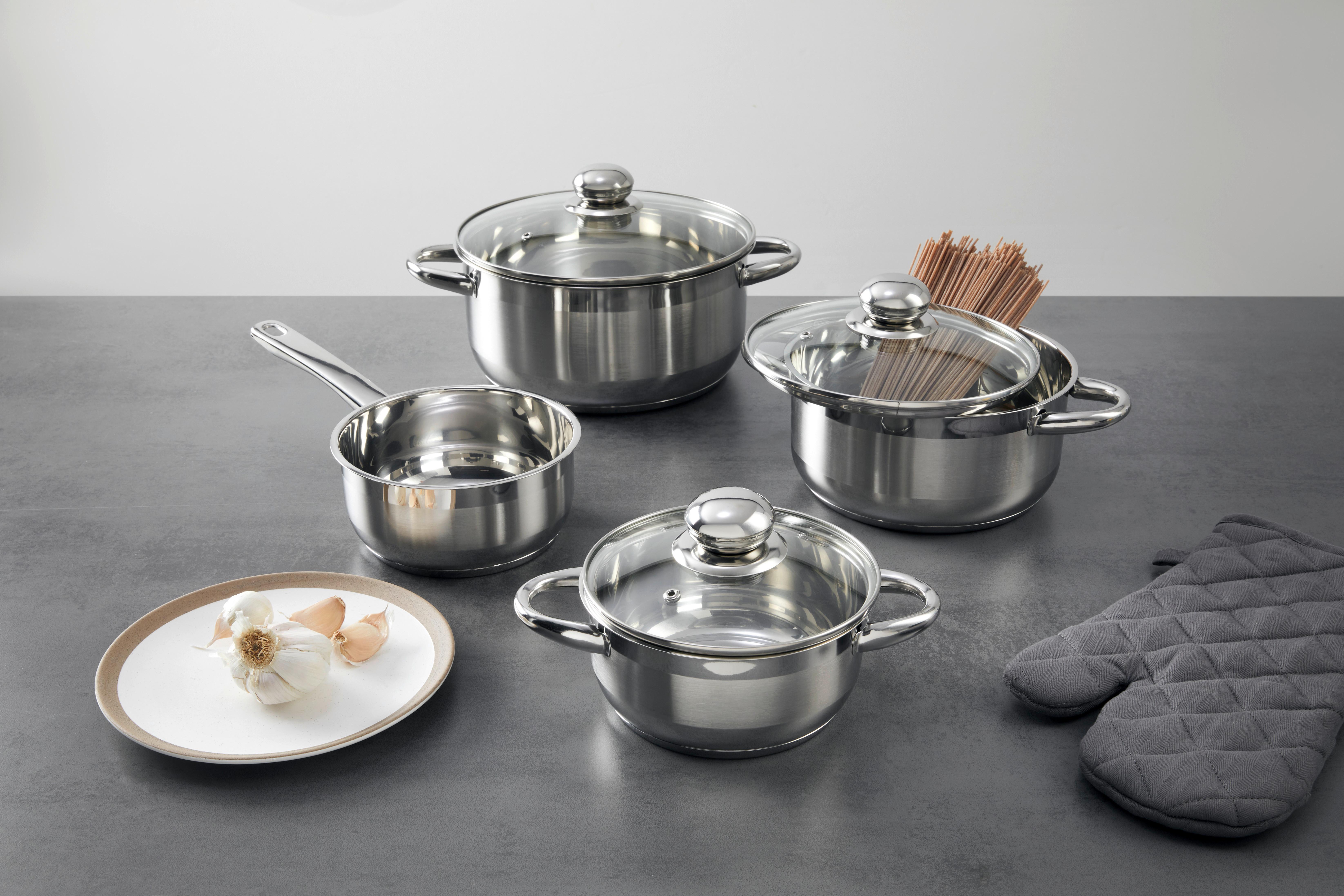 GRYT- OCH KASTRULLSET DARIA -TOP- - klar/silver, Klassisk, metall/glas - Based