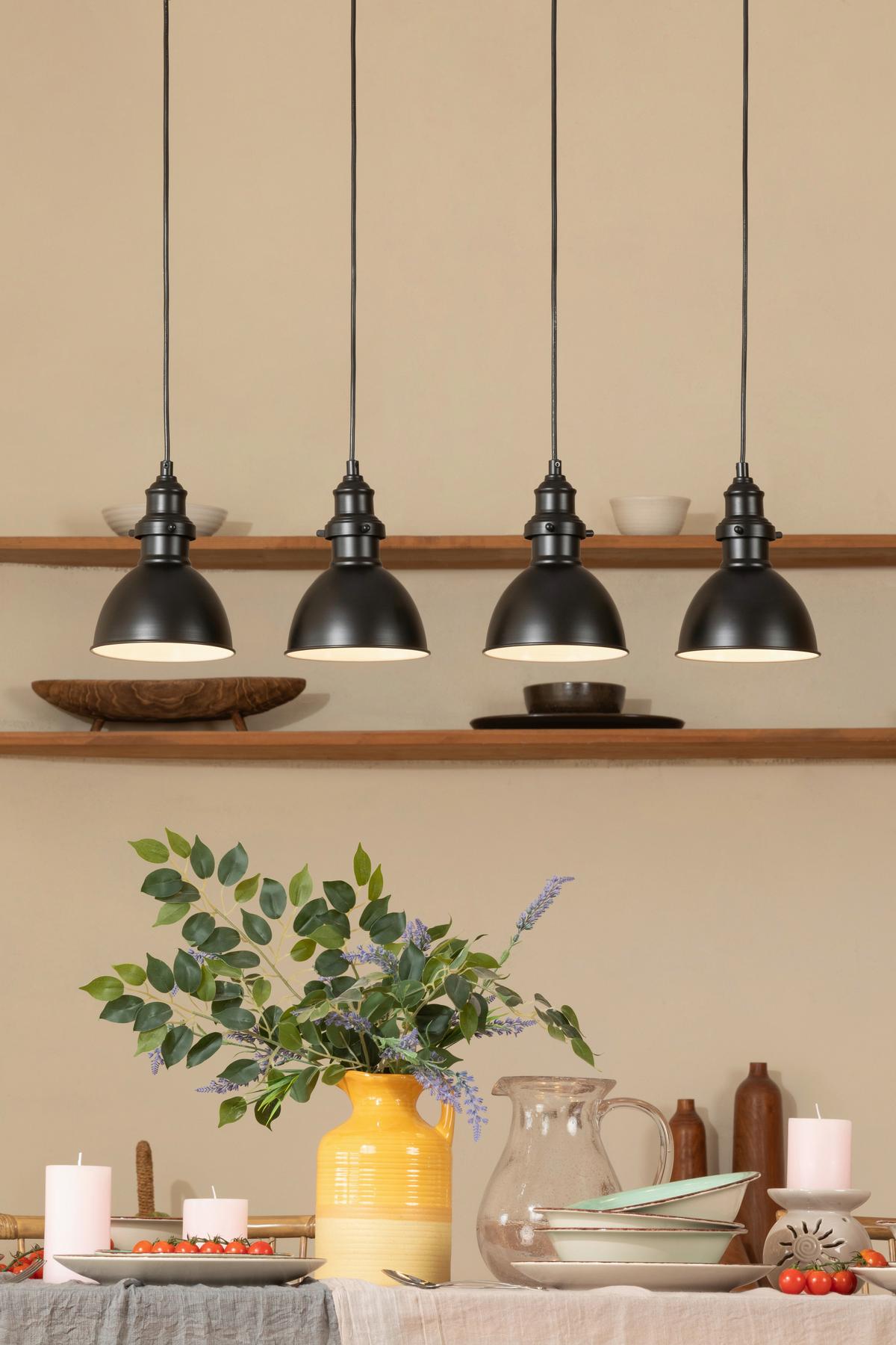 LAMPA WISZĄCA VENEDIG - czarny, Trend, metal (84/15,5/150cm) - Novel