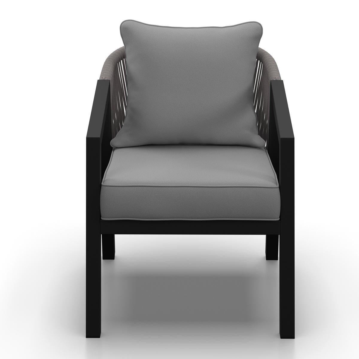 Balkonset Bela Hellgrau Hellgrau Outdoorstoff/Metall - Hellgrau/Schwarz, MODERN, Textil/Metall - Bessagi Garden