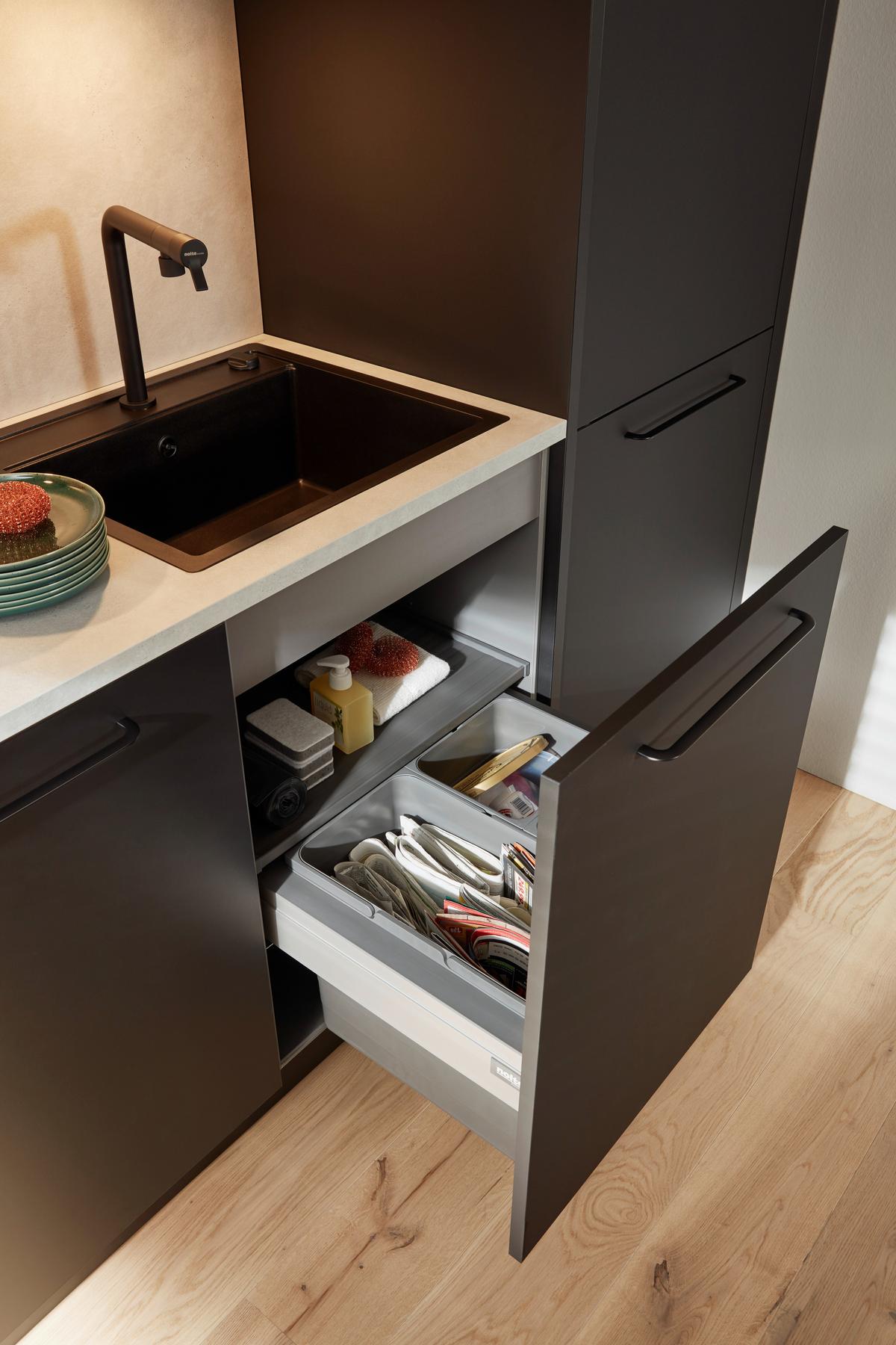Küchenblock Plus Lucca in Grau/Schwarz - Schwarz/Grau, MODERN, Holzwerkstoff - Nolte Küchen