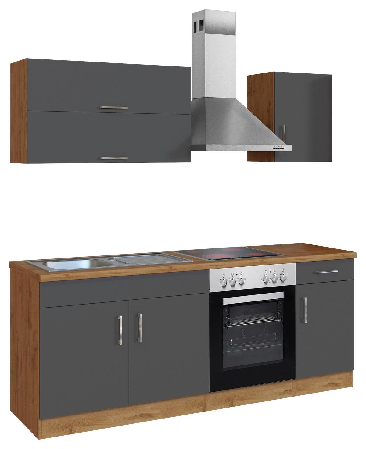 Küchenblock 'Sorrento' , Anthrazit - Chromfarben/Anthrazit, MODERN, Holzwerkstoff/Metall (210cm) - Held
