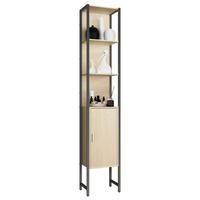 Hochschrank Edino ca. 33x185 cm Eiche/Schwarz - Honigeiche/Silberfarben, MODERN, Holzwerkstoff/Metall (33/185/30cm) - MID.YOU