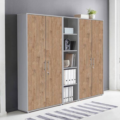 Aktenschrank Office Edition Sw Set 10 Grau/Eichefarben - Eichefarben/Grau, MODERN, Holzwerkstoff (212,9/185,6/33cm) - MID.YOU