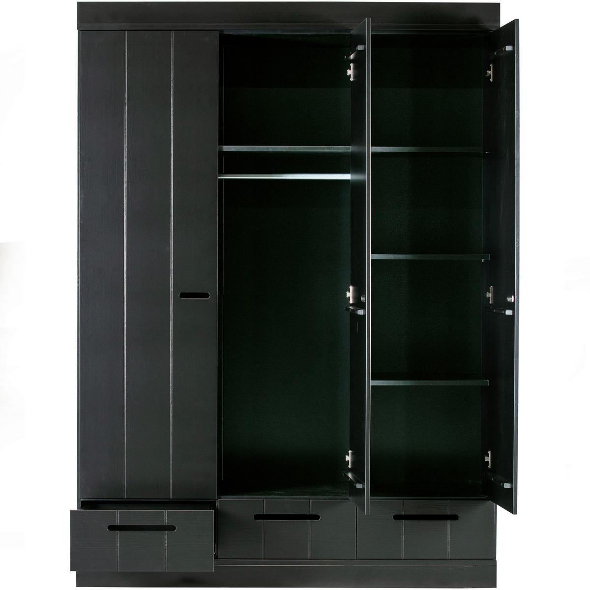 Drehtürenschrank Connect Schwarz - Schwarz, Design, Holz (140/195/53cm) - Livetastic