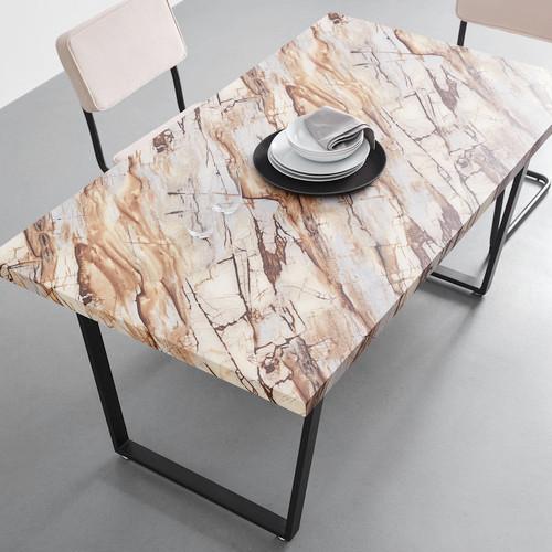 Esstisch Dave Marmoroptik ca. 160x90x76 cm - Schwarz/Braun, MODERN, Metall (160/90/76cm) - Bessagi Home