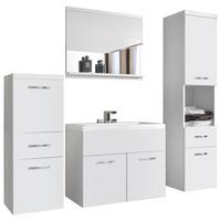 Badmöbel-Set 5-tlg. Alba ca. 140 cm Weiß Hochglanz - Weiß Hochglanz/Weiß, LIFESTYLE, Holzwerkstoff/Metall (120cm) - P & B