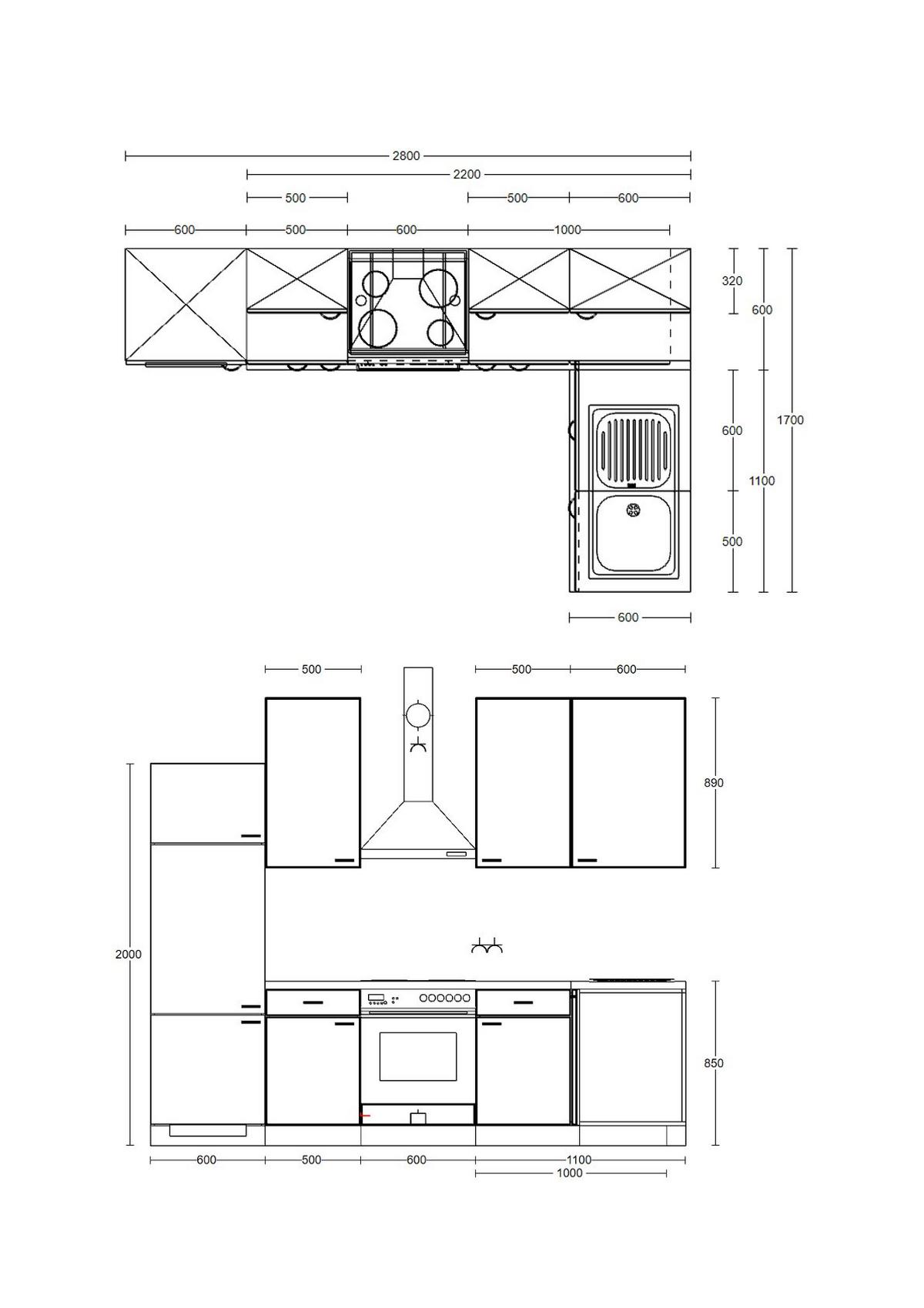Kotna Kuhinja Z Aparati Wito, Bela - barve nerjavečega jekla/bela, Moderno, umetna masa/leseni material (280/170cm) - FlexWell