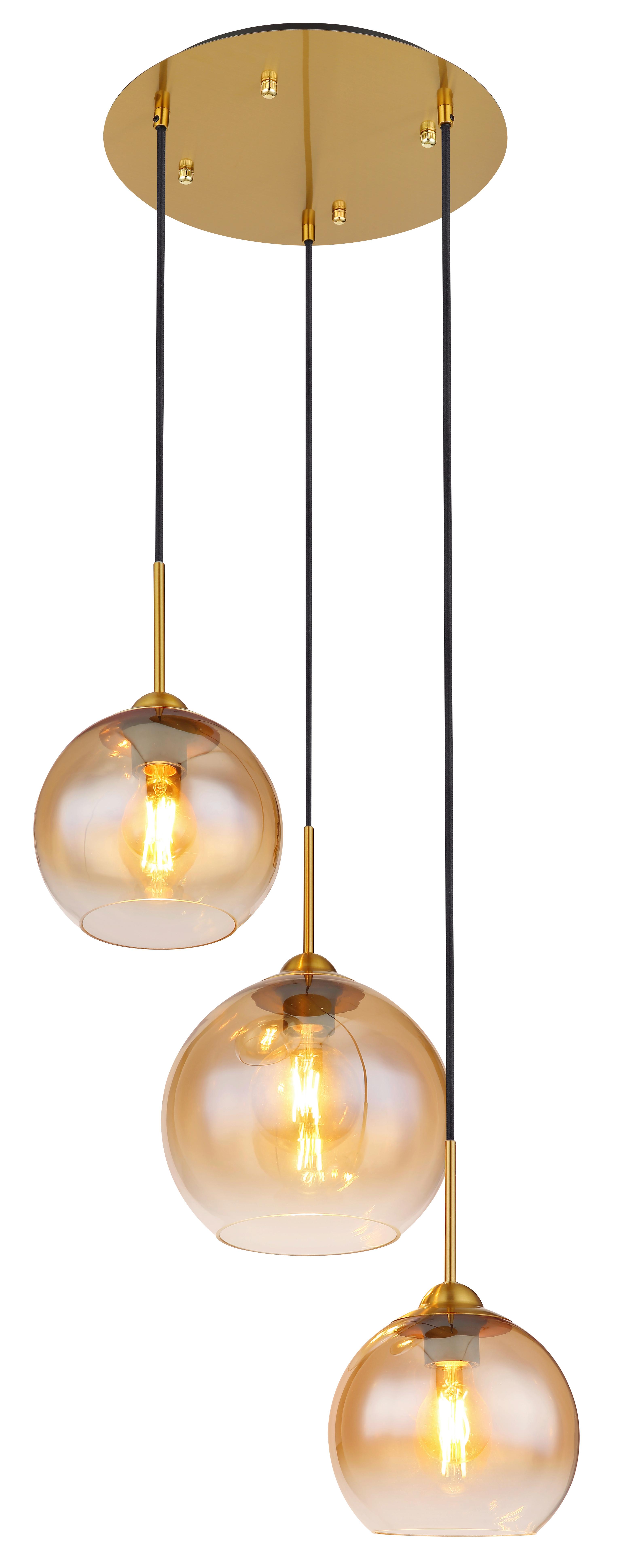 Hängeleuchte Jamessa Messingfarben max. 60Watt - Messingfarben, Design, Glas/Metall (43/150cm) - Globo