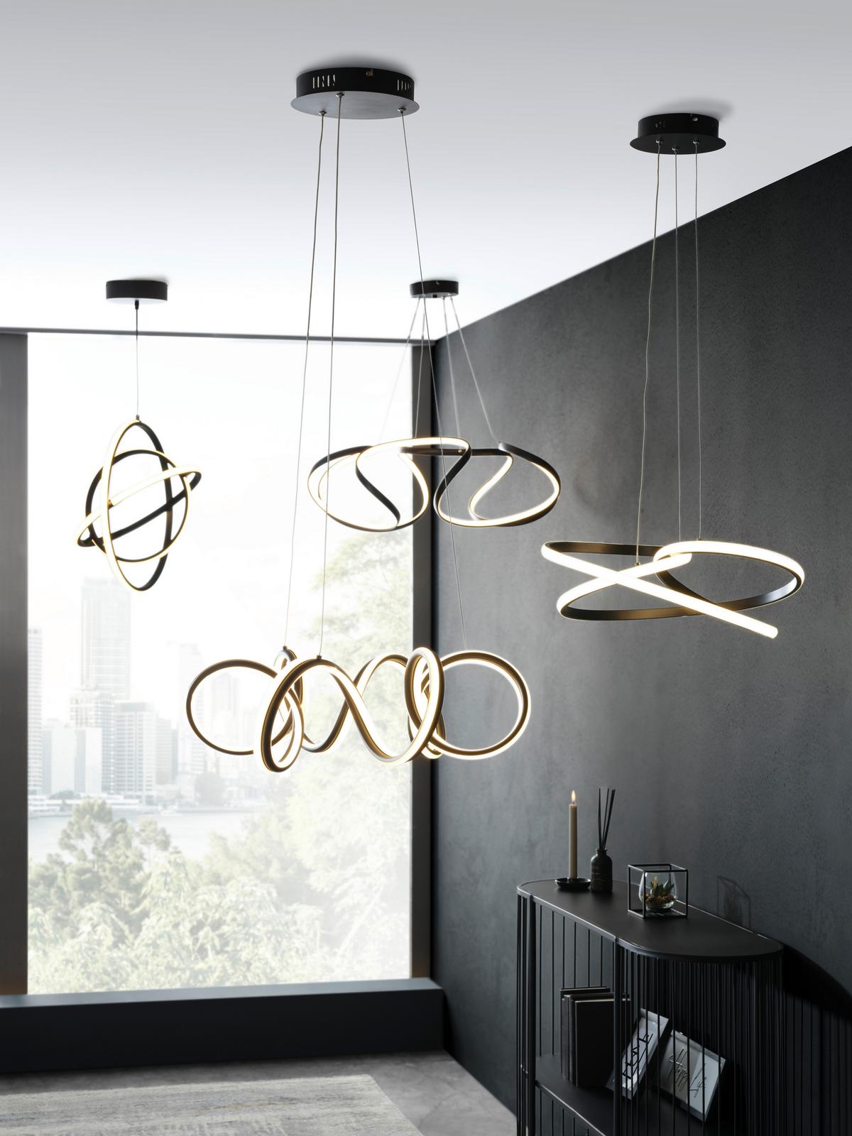 Lustră cu LED Mofer - negru, Modern, plastic/metal (50/120cm) - Premium Living