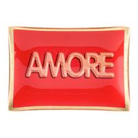 Dekoteller Amore Orange/Rot - Rot/Goldfarben, MODERN, Glas (14/10cm) - Mömax