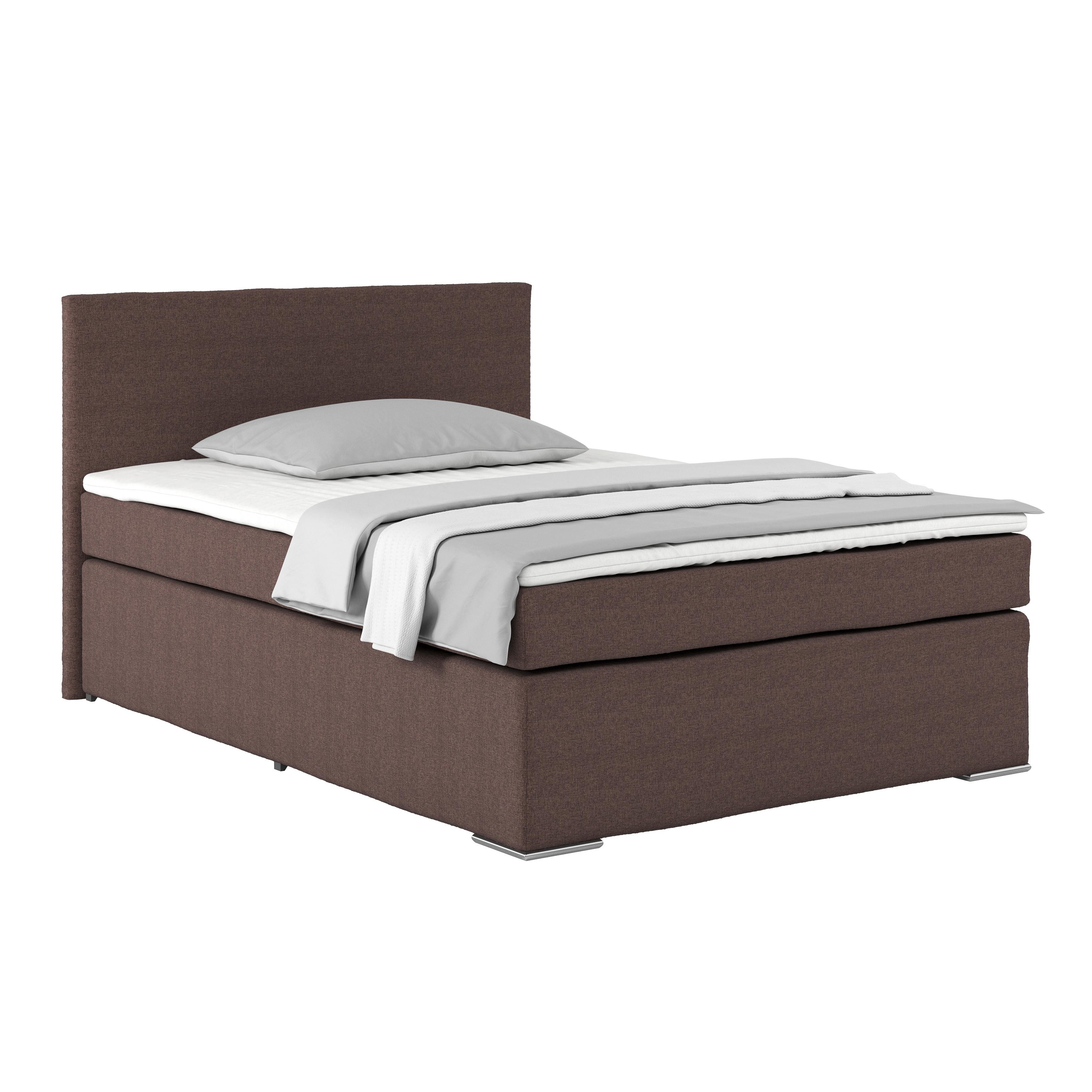 Boxspring Krevet Nero - boje kroma/smeđa, Konvencionalno, tekstil/metal (140/200cm) - Best Price