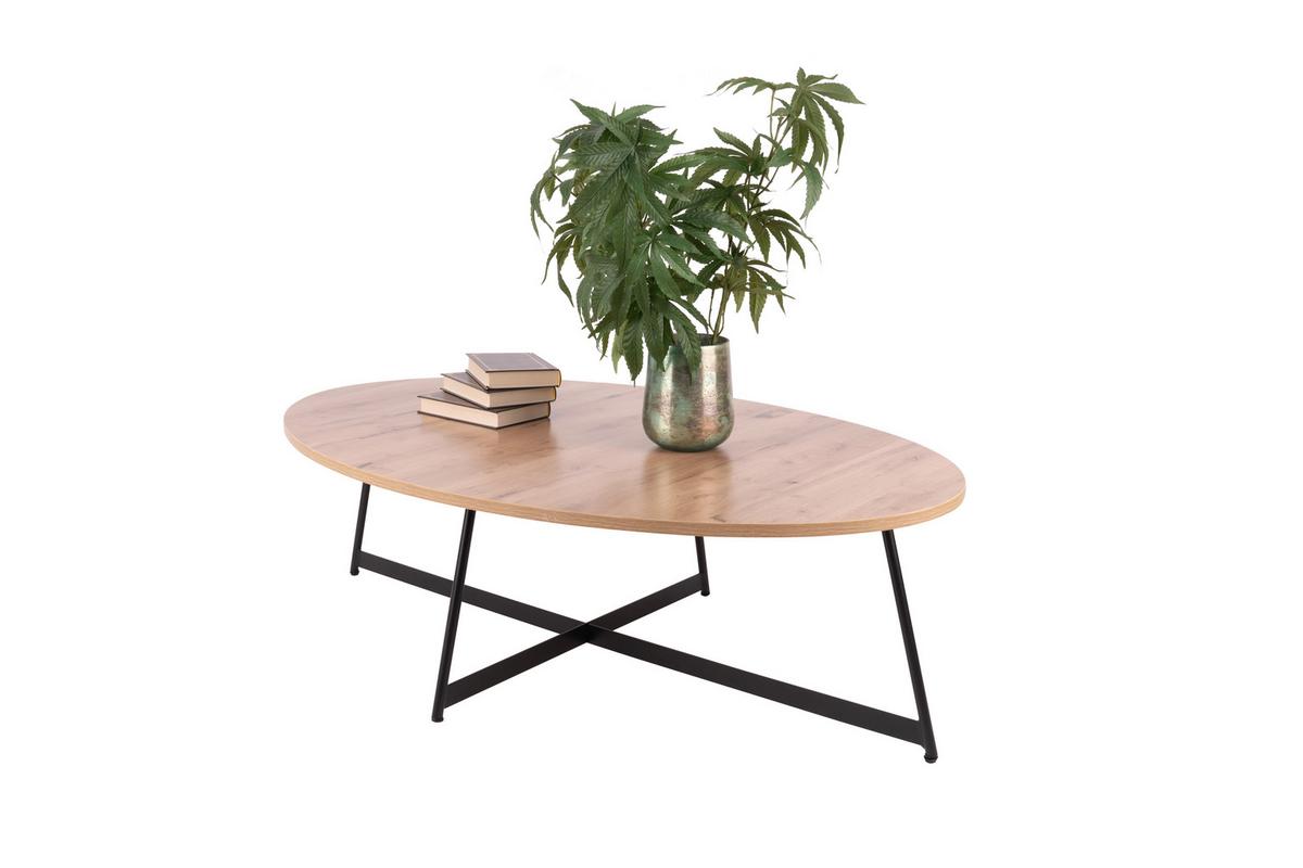 Couchtisch B152577 Yolanda - Beigebraun/Schwarz, Natur, Holzwerkstoff/Metall (80/55/37cm) - Globo