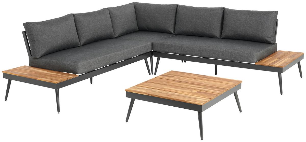 Garnitură grădină MANOCA - culoare aluminiu/gri, Modern, lemn/metal (247/247cm) - Beldano