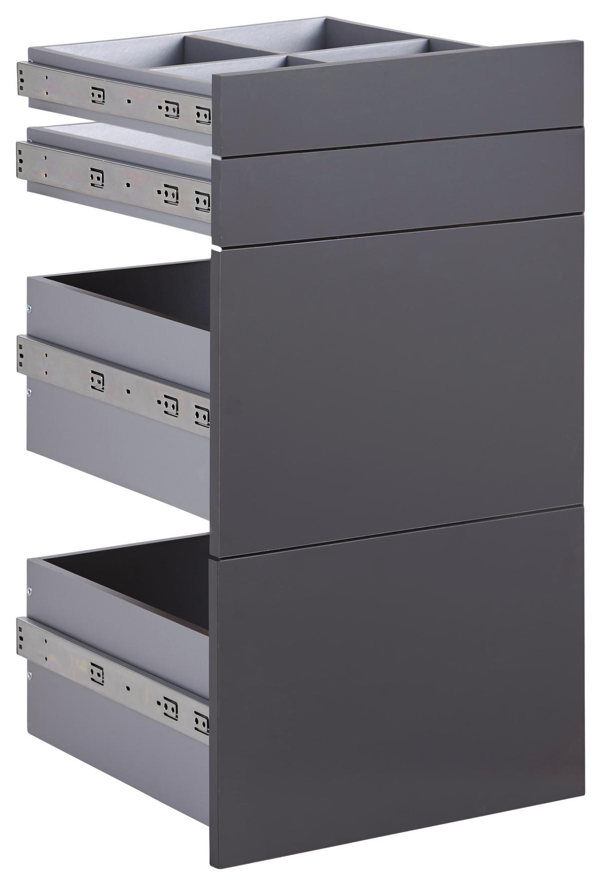 Schubladenset Unit in Anthrazit - Anthrazit, MODERN, Holzwerkstoff (45,3/83/47cm) - Based