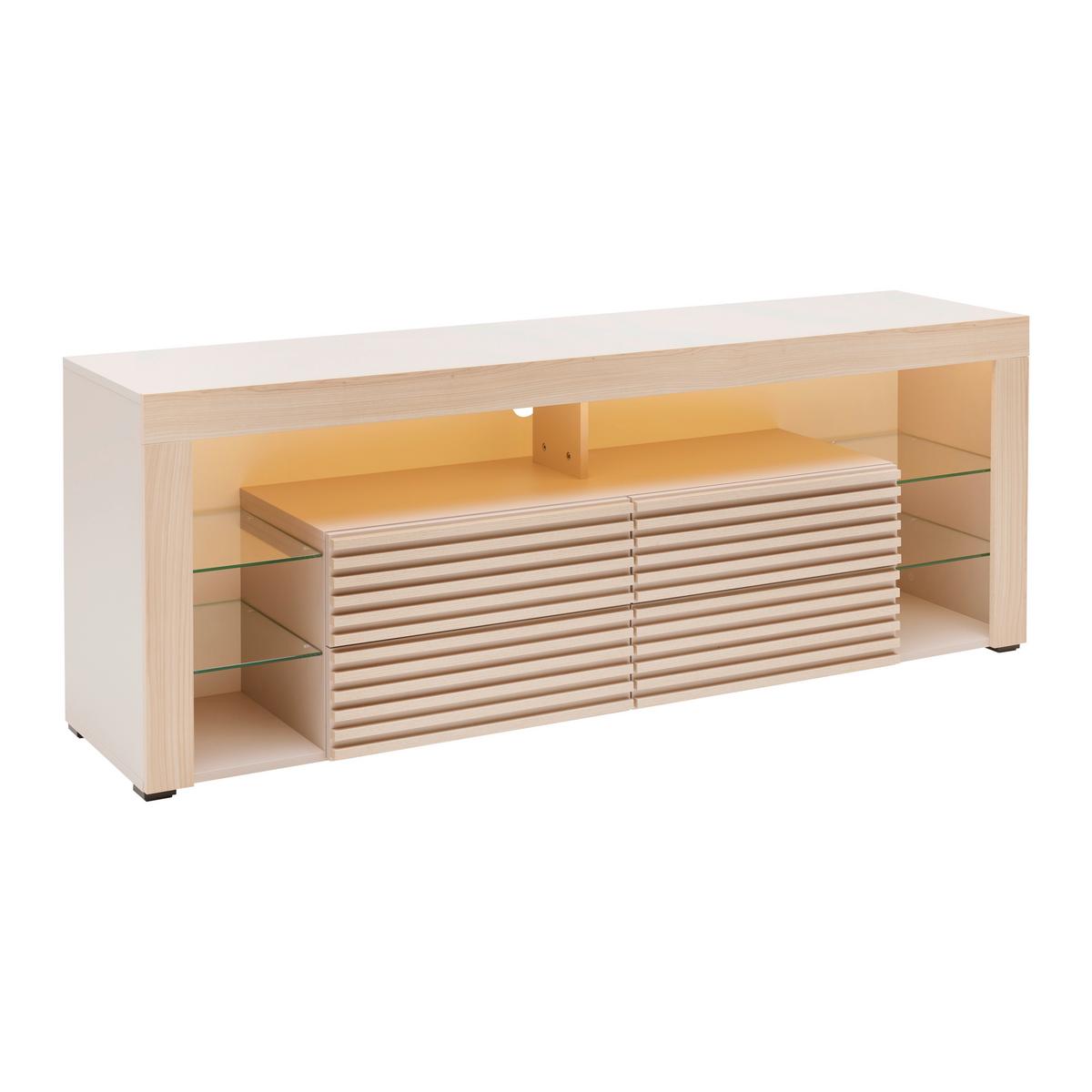 Lowboard Goal Kaschmir Riva Eiche/Cashmere - Kaschmir, MODERN, Glas/Holzwerkstoff (179/67/44cm) - Mömax