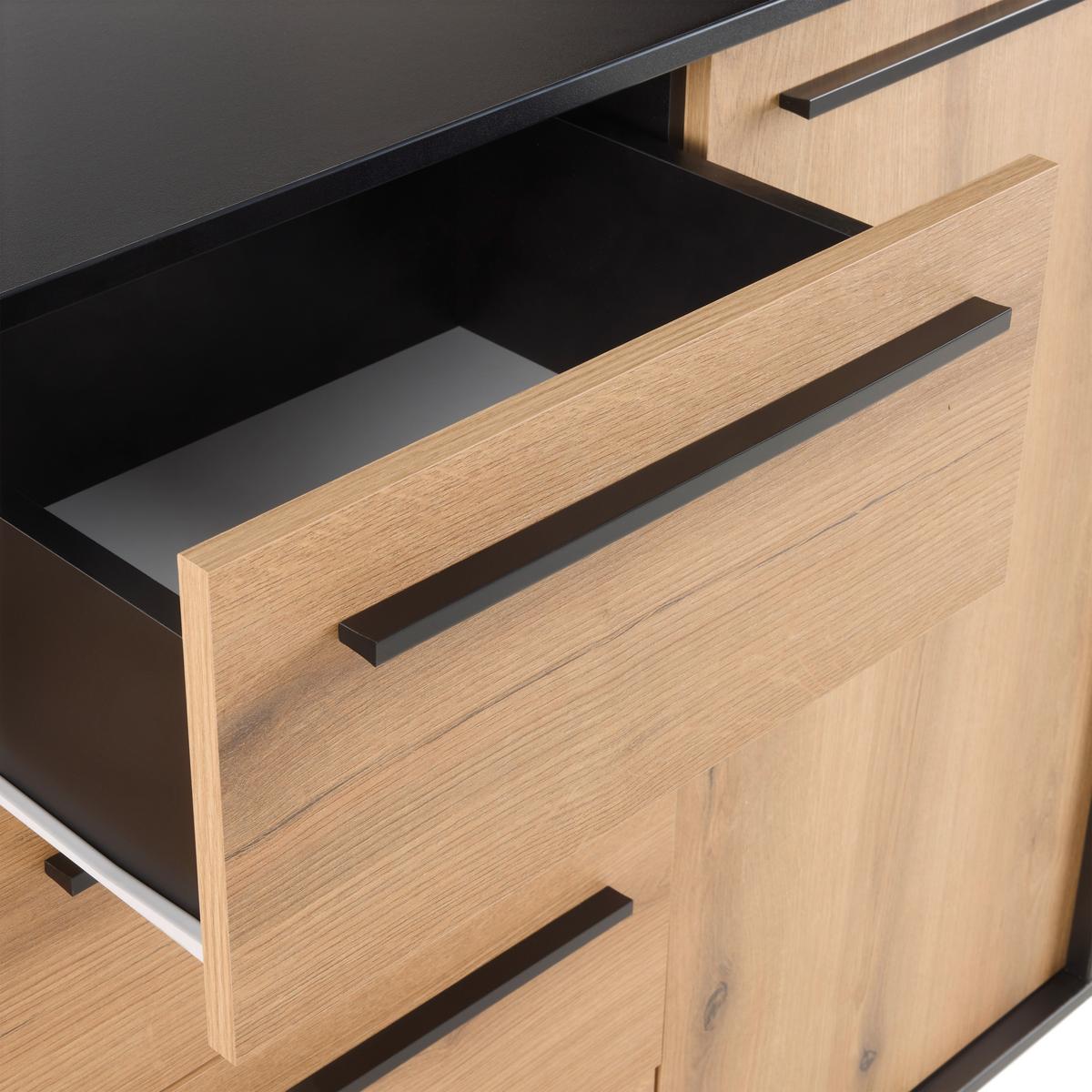 Sideboard Adriano Schwarz/Eichefarben - Eichefarben/Schwarz, MODERN, Holzwerkstoff/Kunststoff (149,5/94,8/41,2cm) - Mömax