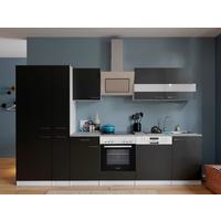 Küchenblock Malia mit Geräten ca. 310 cm Schwarz - Edelstahlfarben/Schwarz, Basics, Holzwerkstoff/Metall (310cm) - Respekta