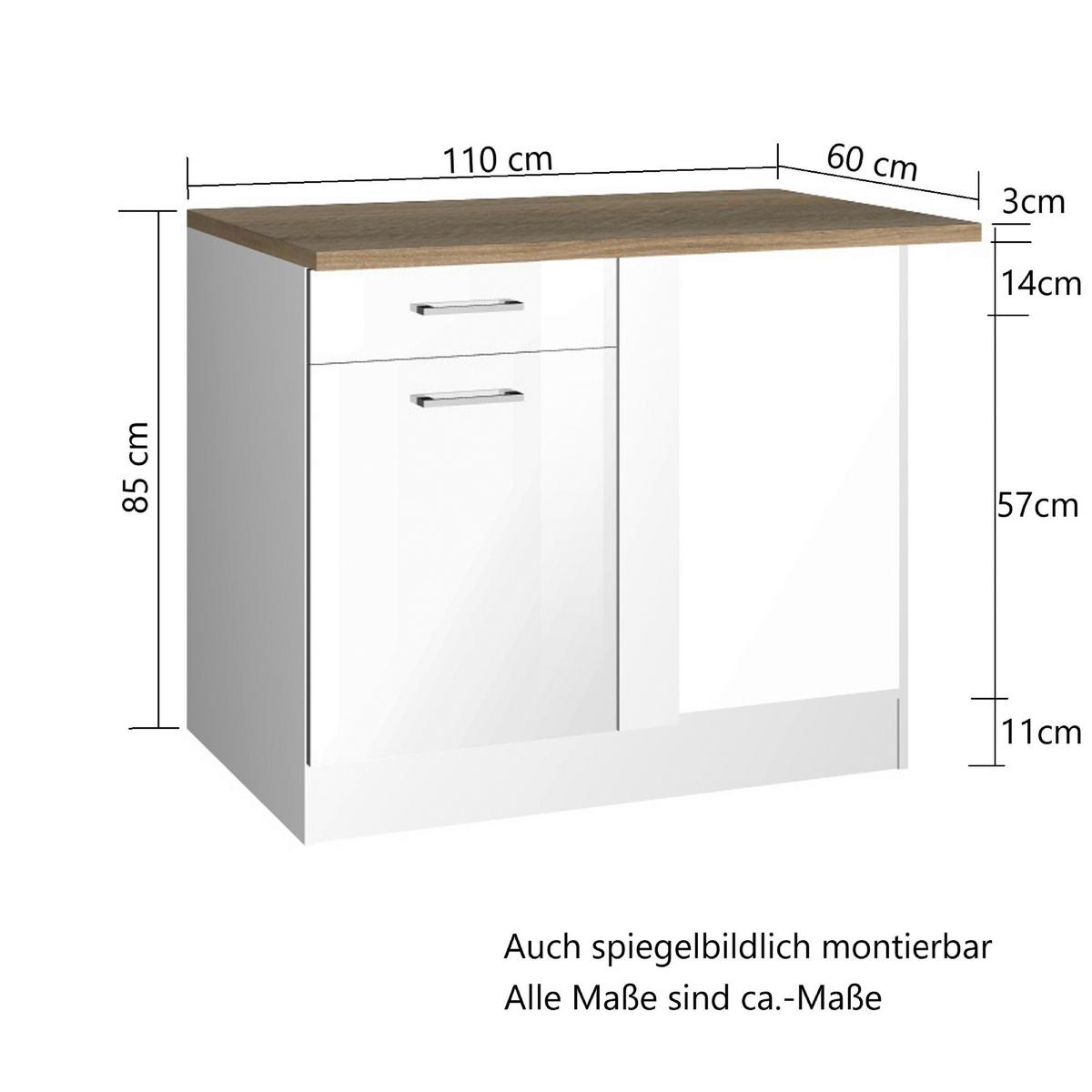 Eckunterschrank Mailand Graphitfarben - Silberfarben/Graphitfarben, MODERN, Holzwerkstoff/Metall (110/85/60cm) - Held