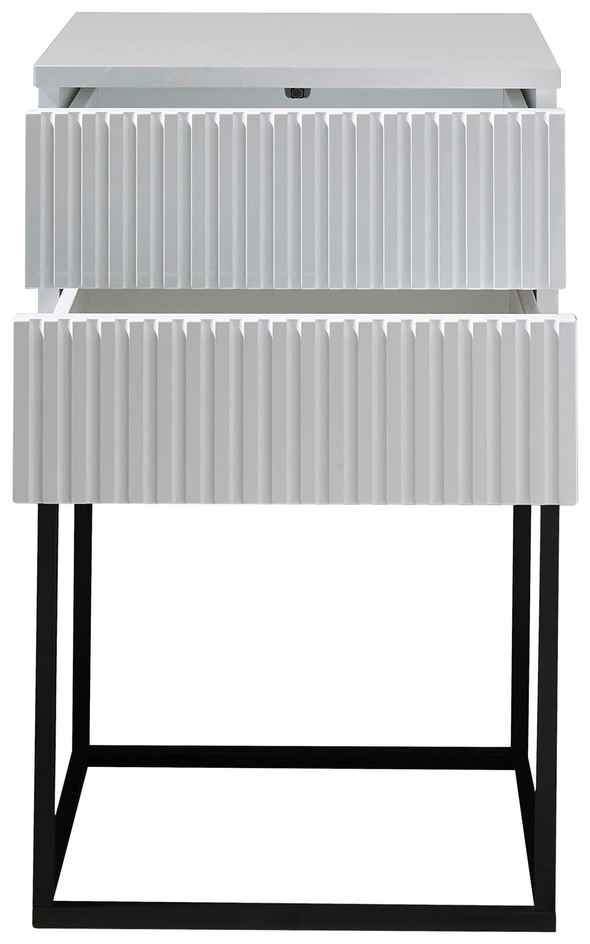 SZAFKA NOCNA MARLE - biały/czarny, Modern, materiał drewnopochodny/metal (40/65/38,5cm) - Livetastic